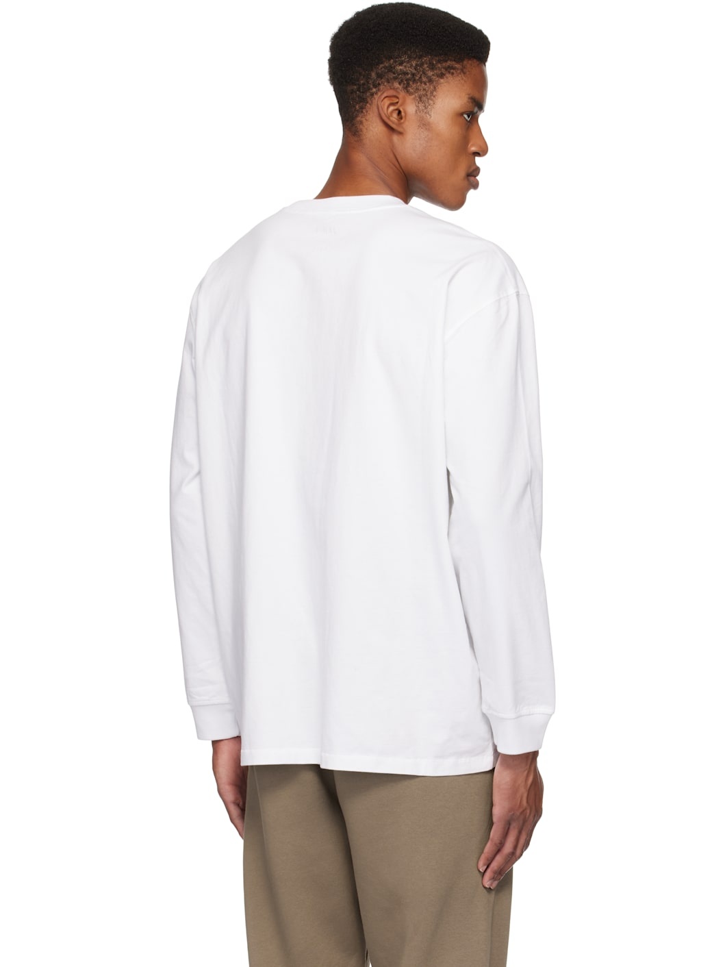 White Heavyweight Cotton Relaxed Long Sleeve T-shirt - 3