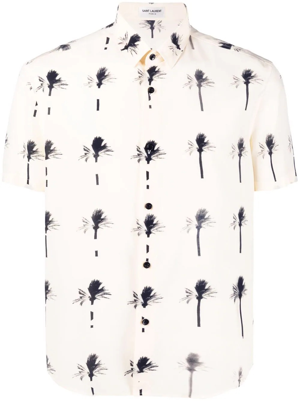 palm tree print short-sleeved shirt - 1