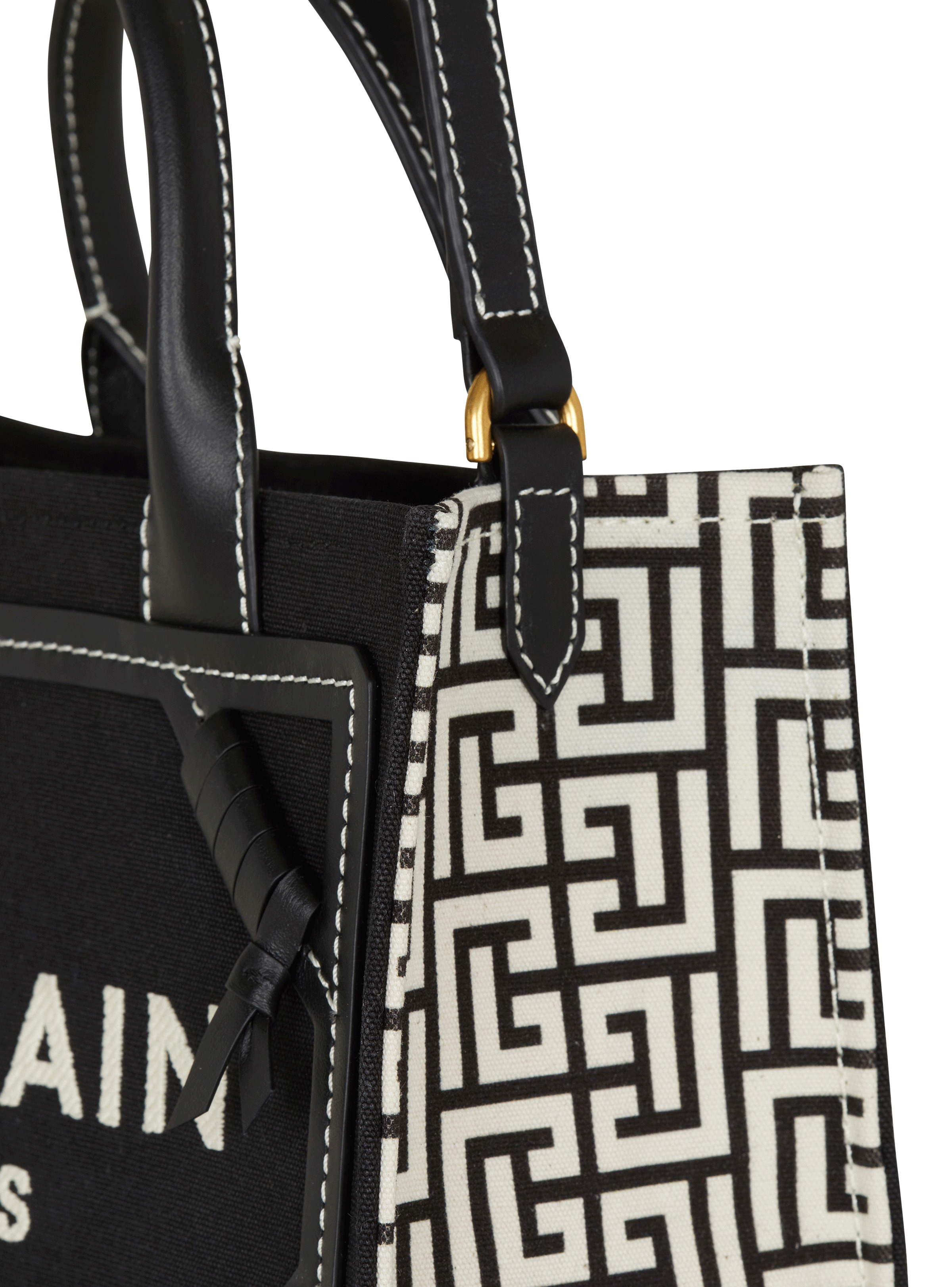 B-Army monogrammed canvas and smooth leather tote bag - 4