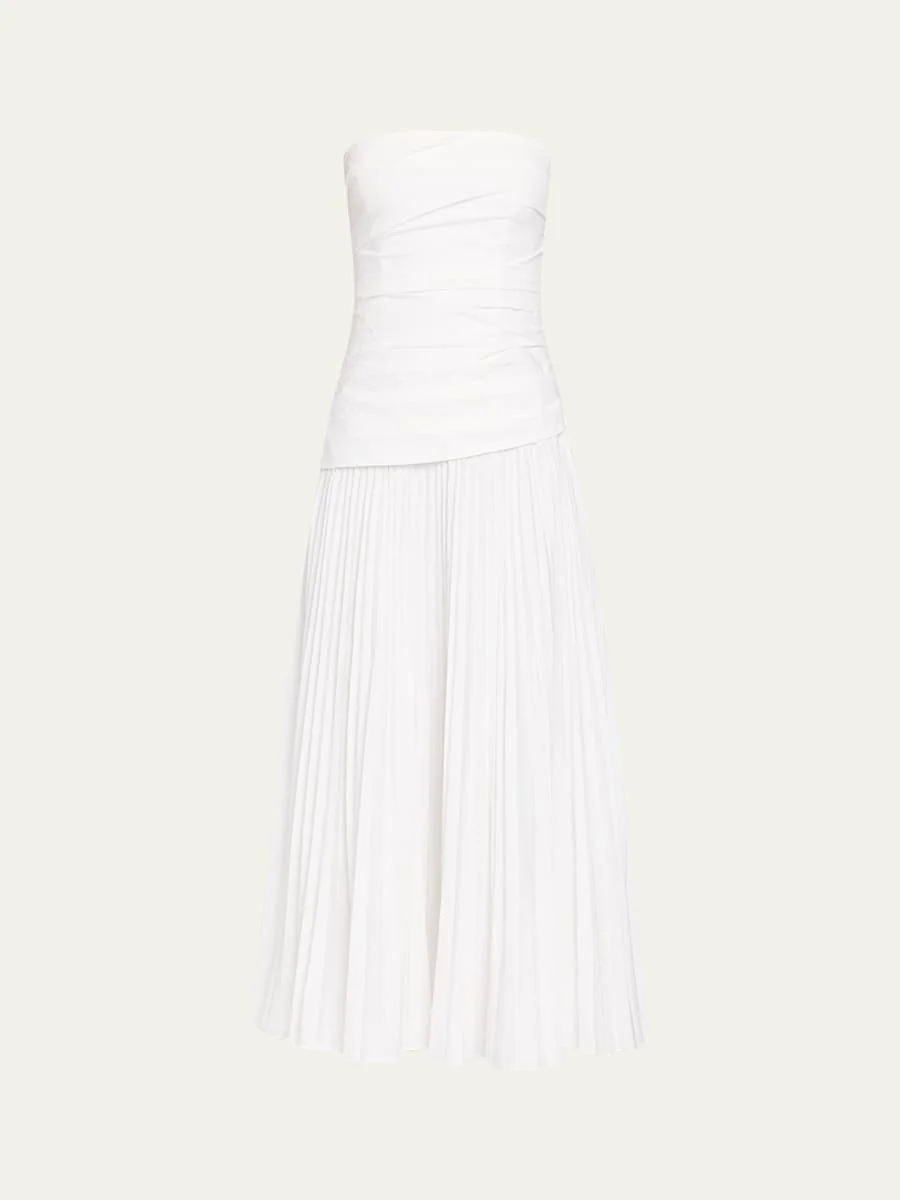 Arie Strapless Cotton Midi Dress - 1