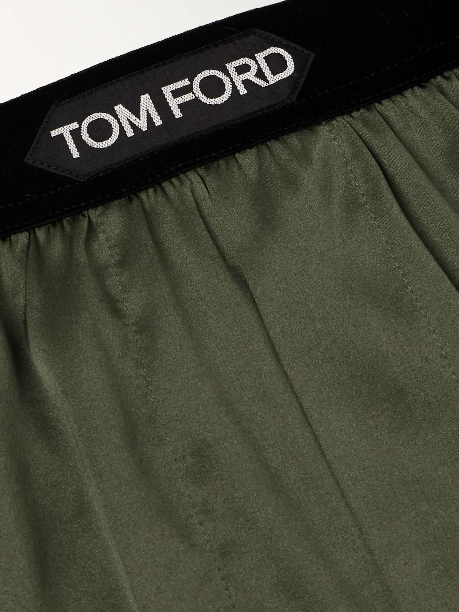 Velvet-Trimmed Stretch-Silk Satin Boxer Shorts - 4
