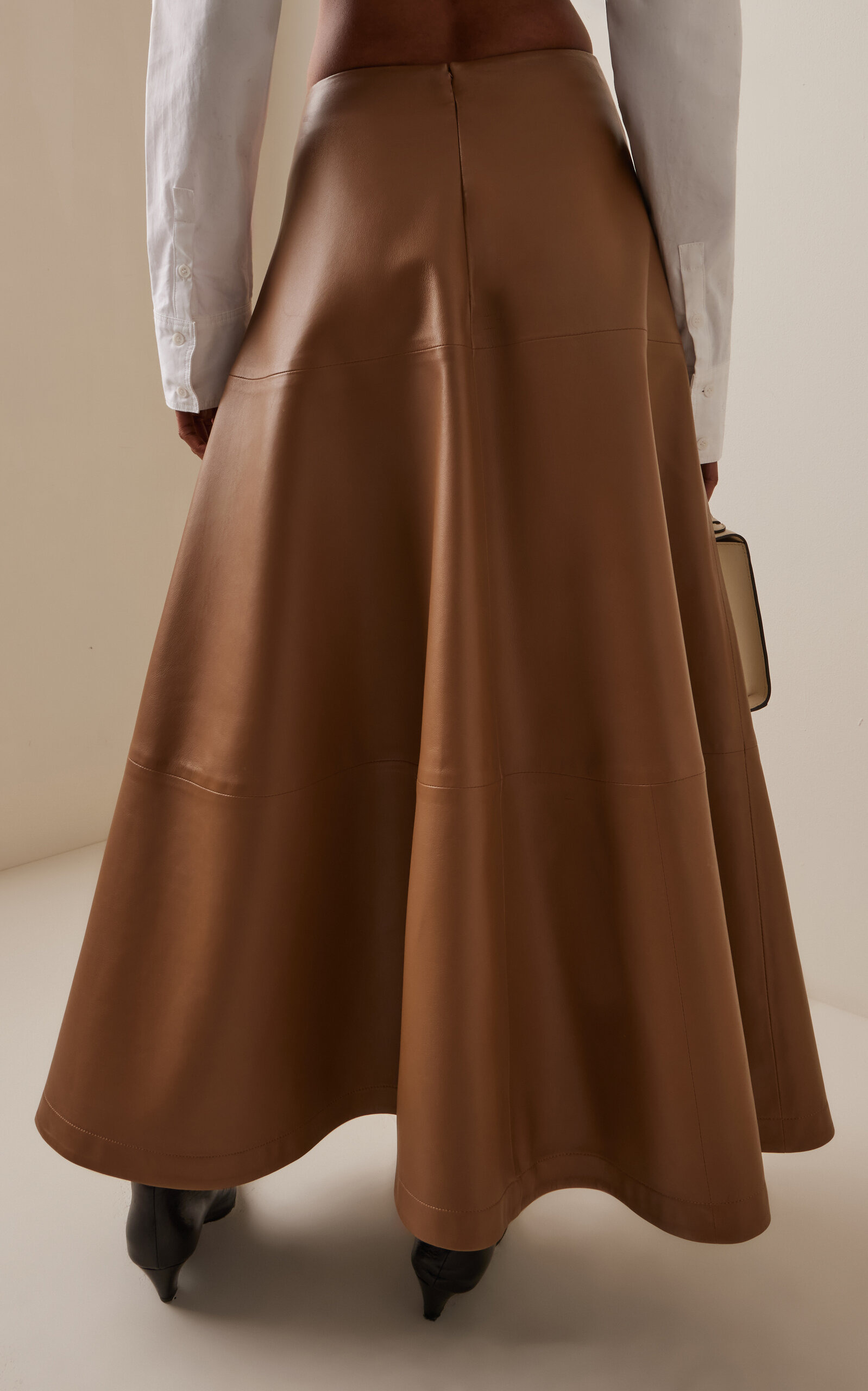 Varda Leather Midi Skirt brown - 4