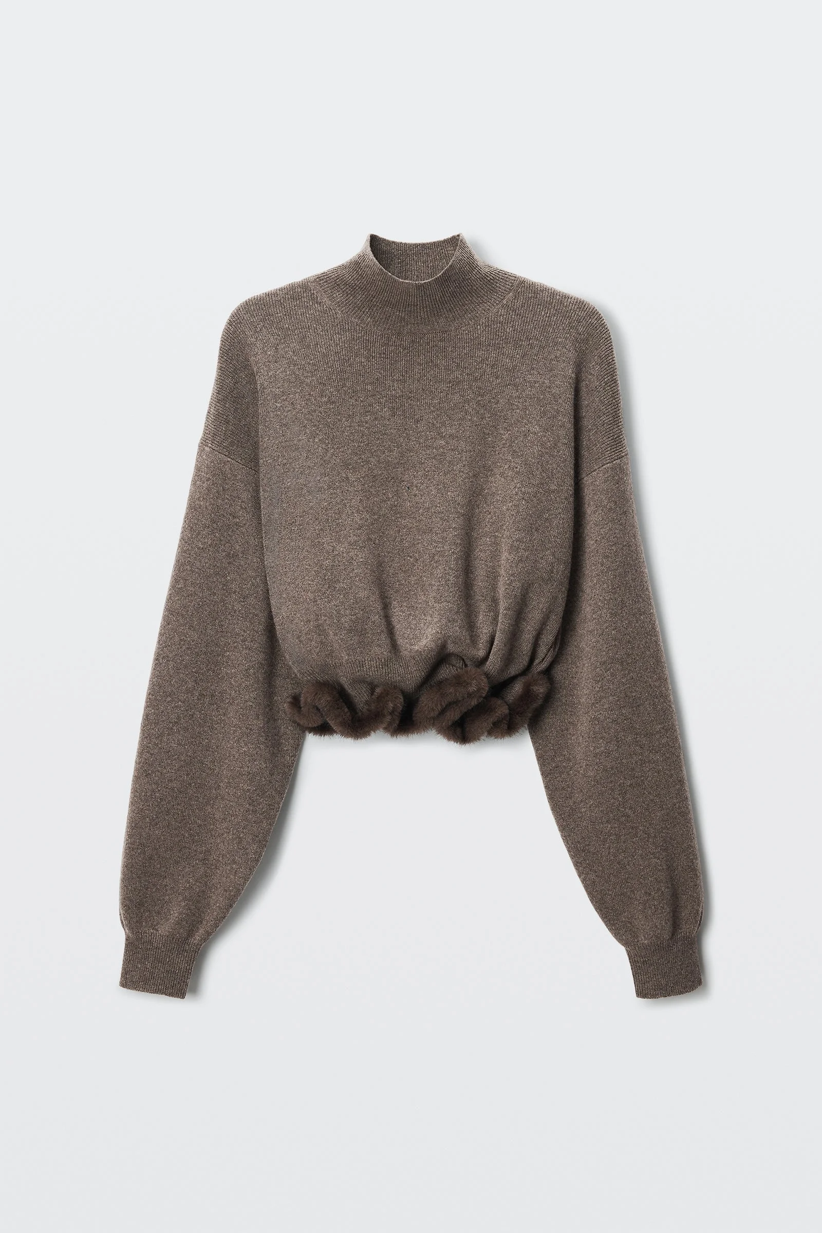 faux fur trim turtleneck - 1