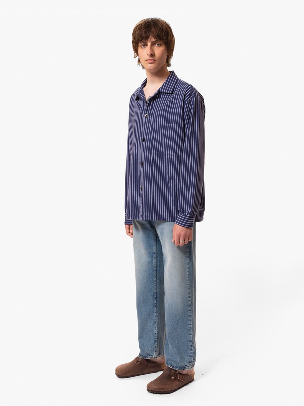 Berra Striped Worker Shirt Blue - 1