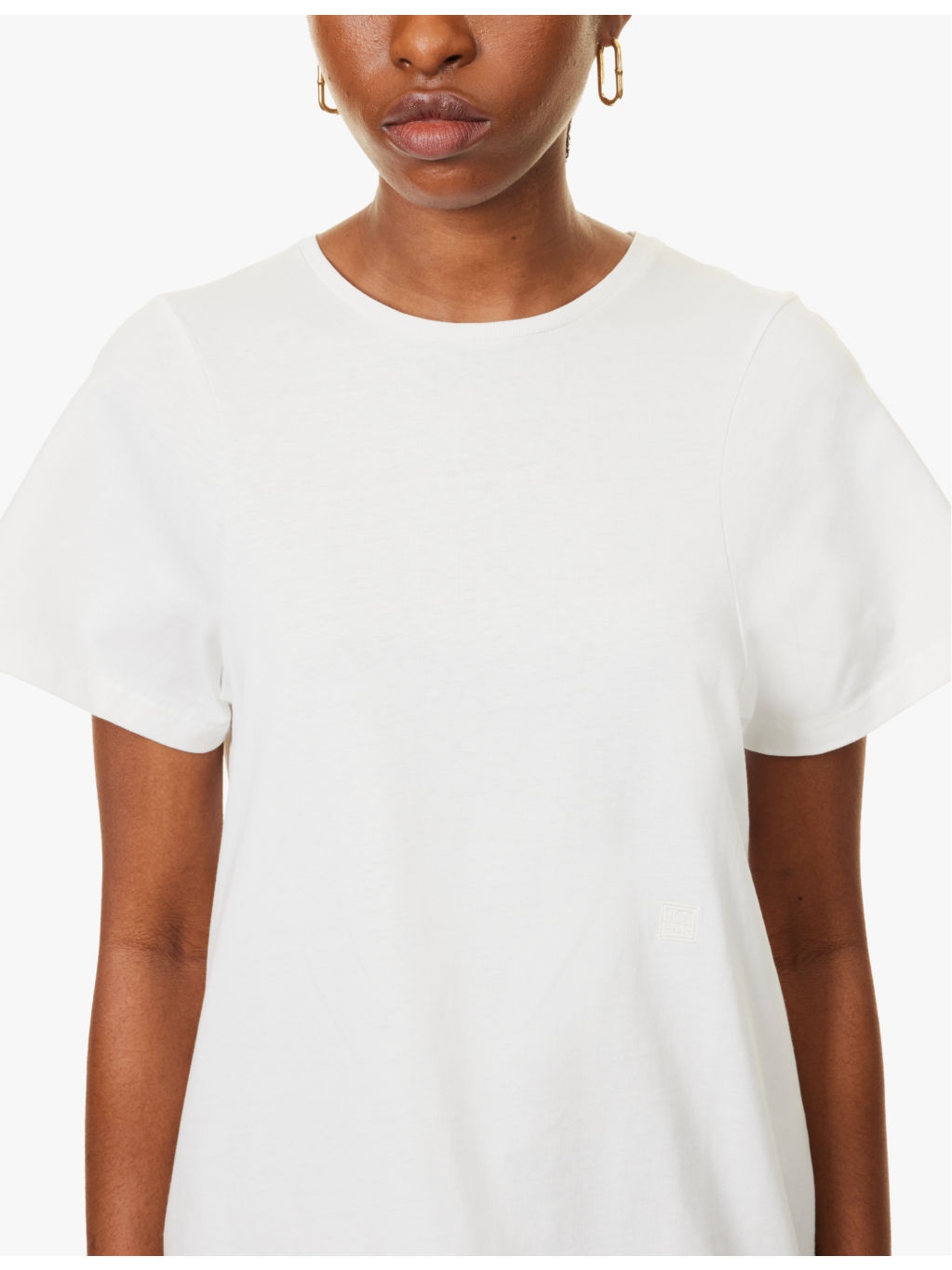 Curved Seam round neckline cotton-jersey T-shirt - 5