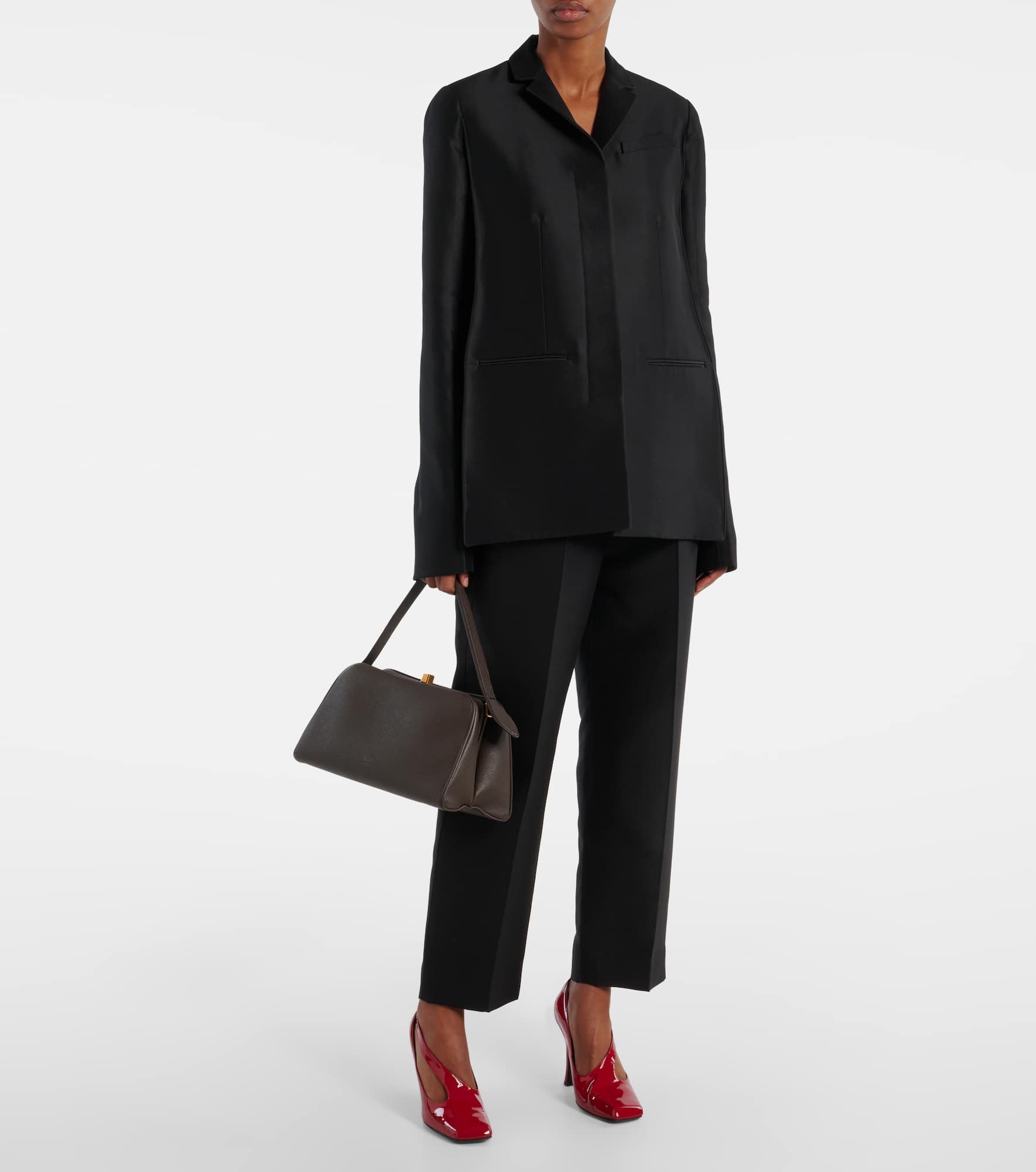 Cam wool and silk faille straight pants - 2