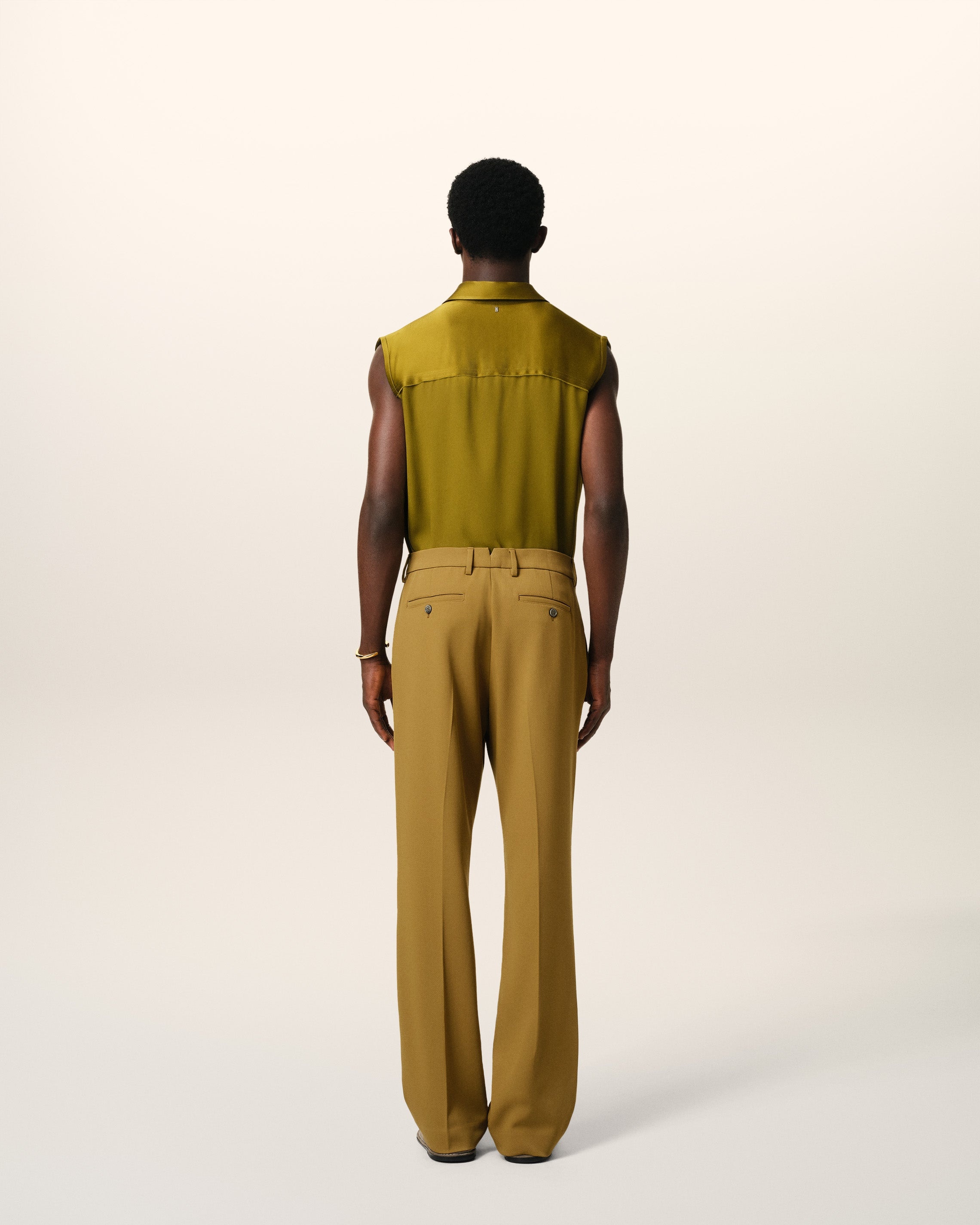 MUSTARD WOOL STRAIGHT FIT TROUSERS - 4