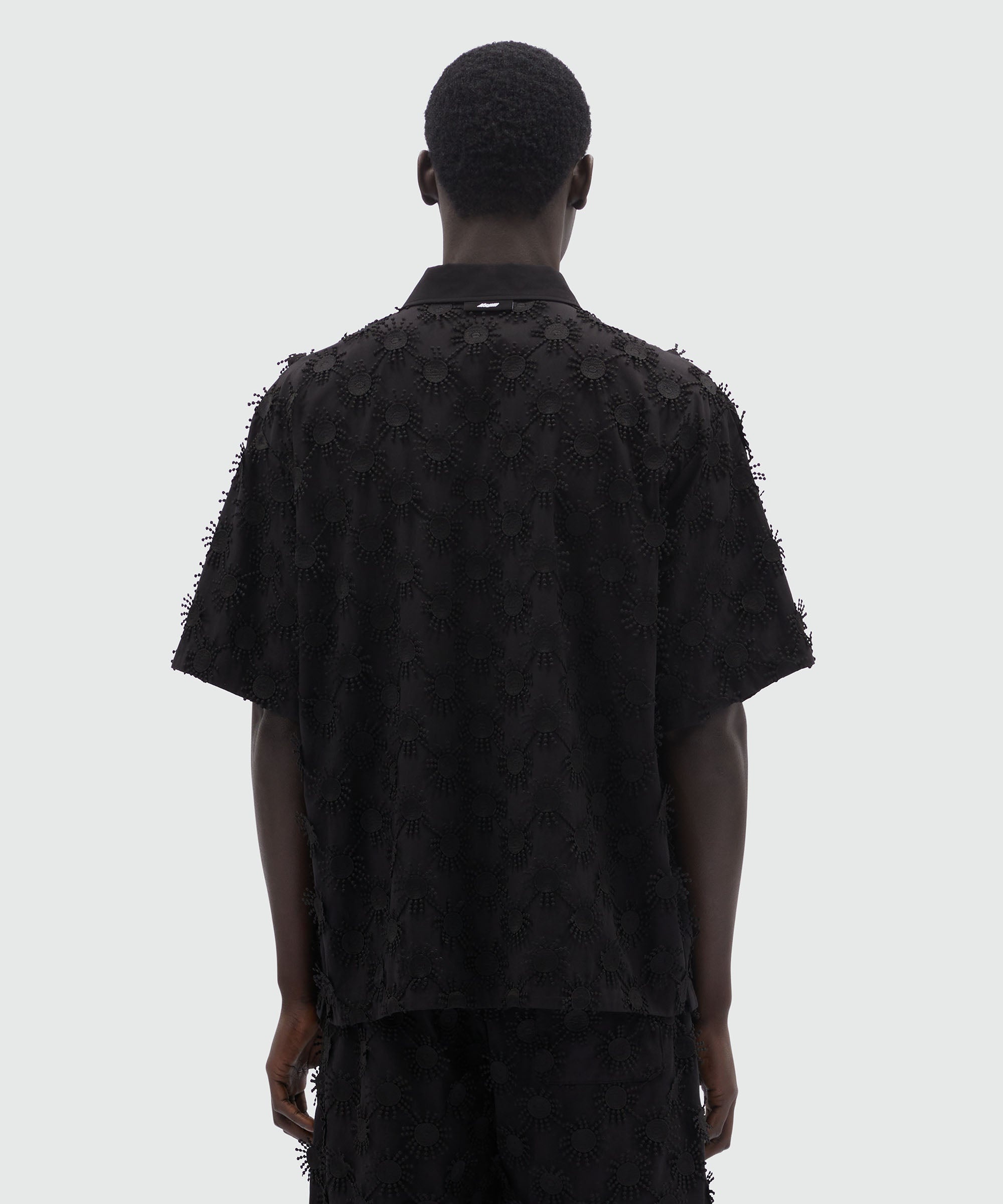 Black poplin shirt with all-over embroidery - 3