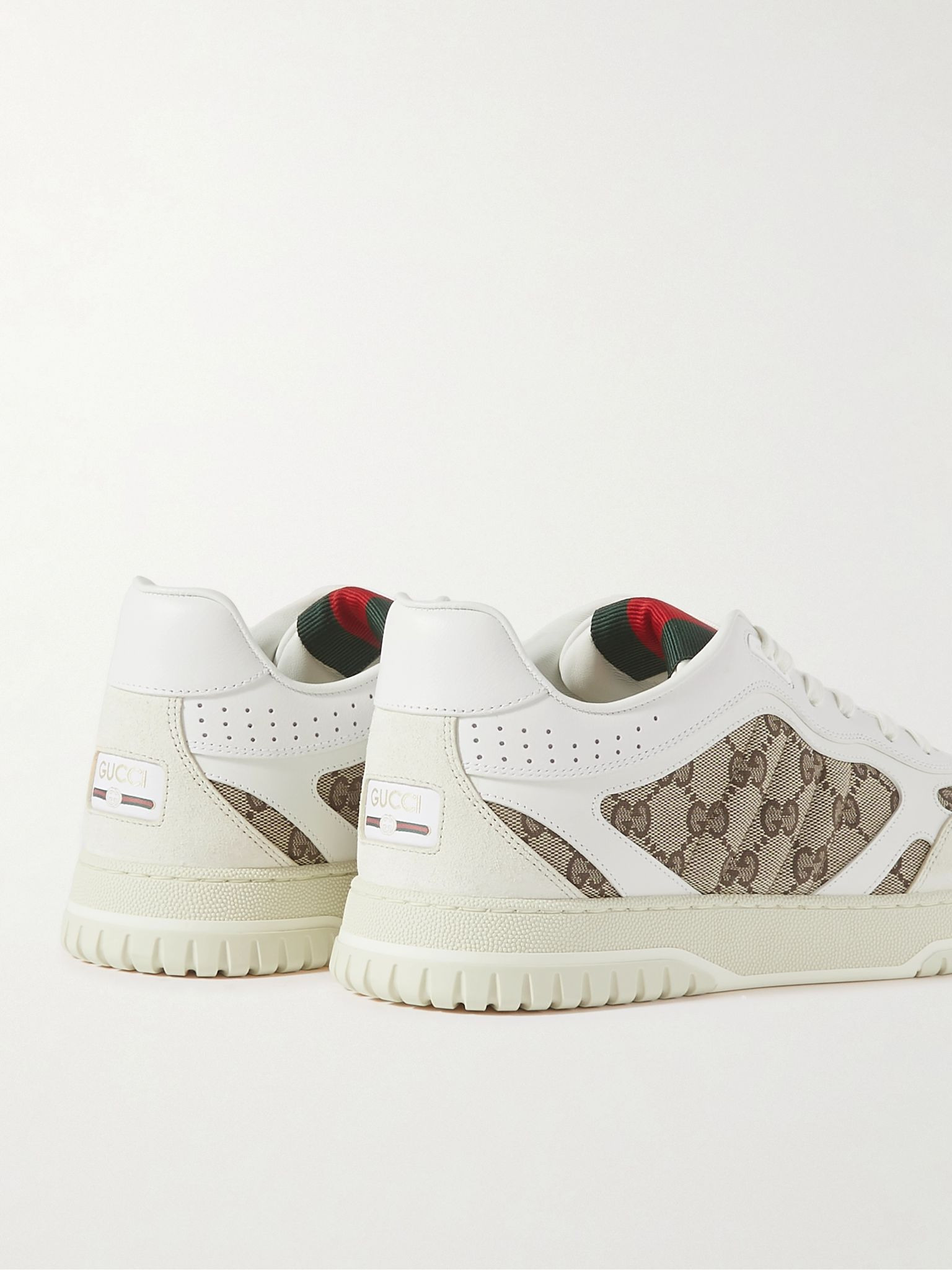 Re-Web Suede and Webbing-Trimmed Canvas and Leather Sneakers Off-white - 5