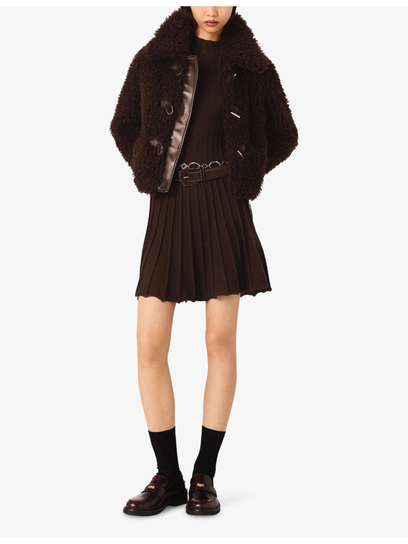 maje Oversized-Collar Long-Sleeve Faux-Shearling Jacket outlook