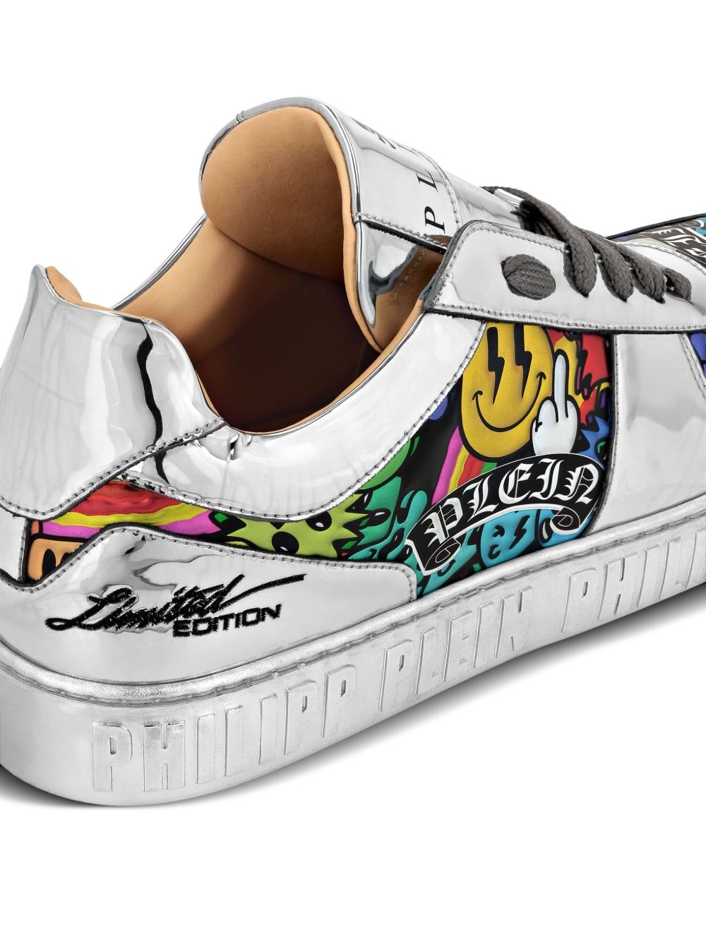 mirrored-leather sneakers - 5