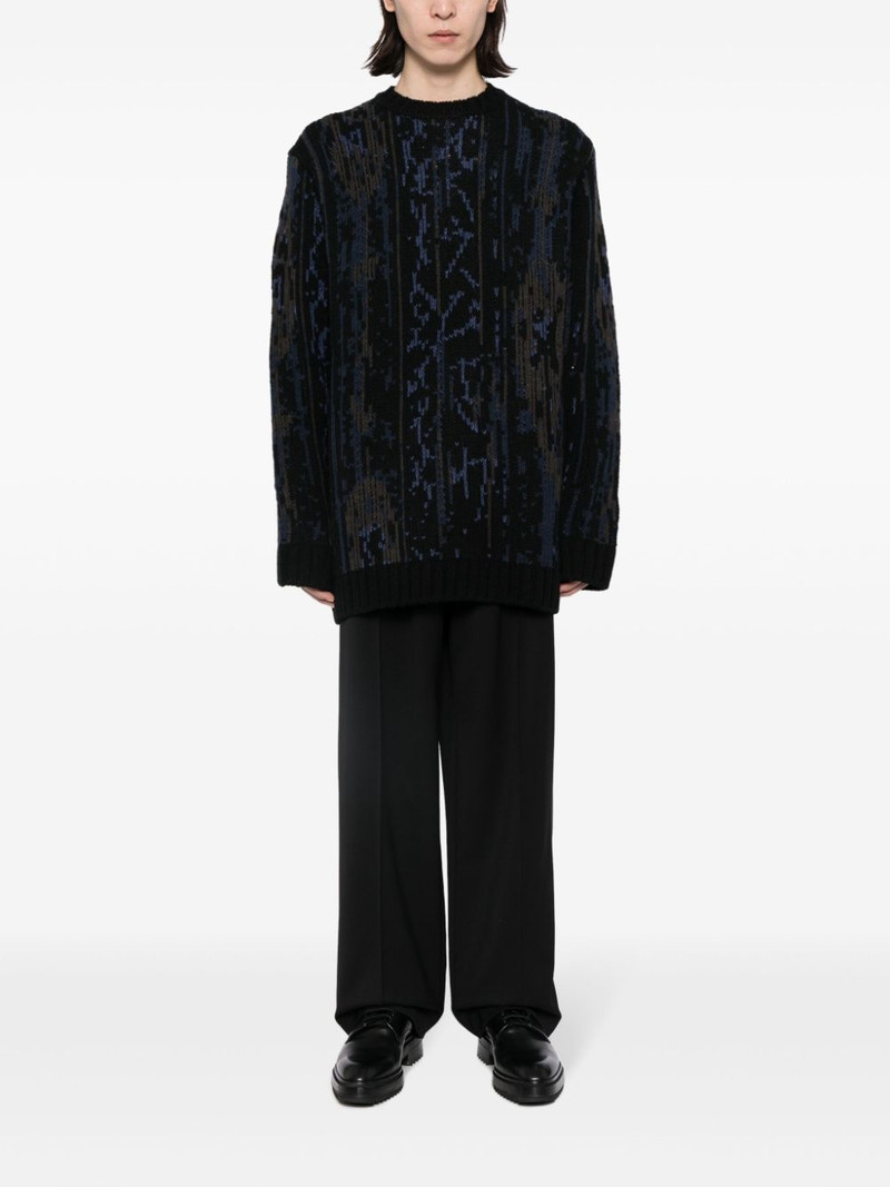 Yohji Yamamoto contrasting-trim wool-blend jumper outlook