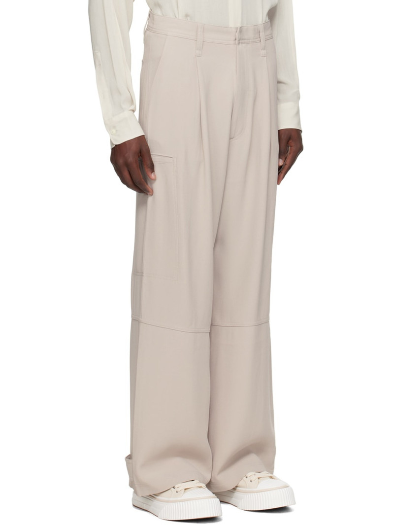 Beige Pleated Cargo Pants 2