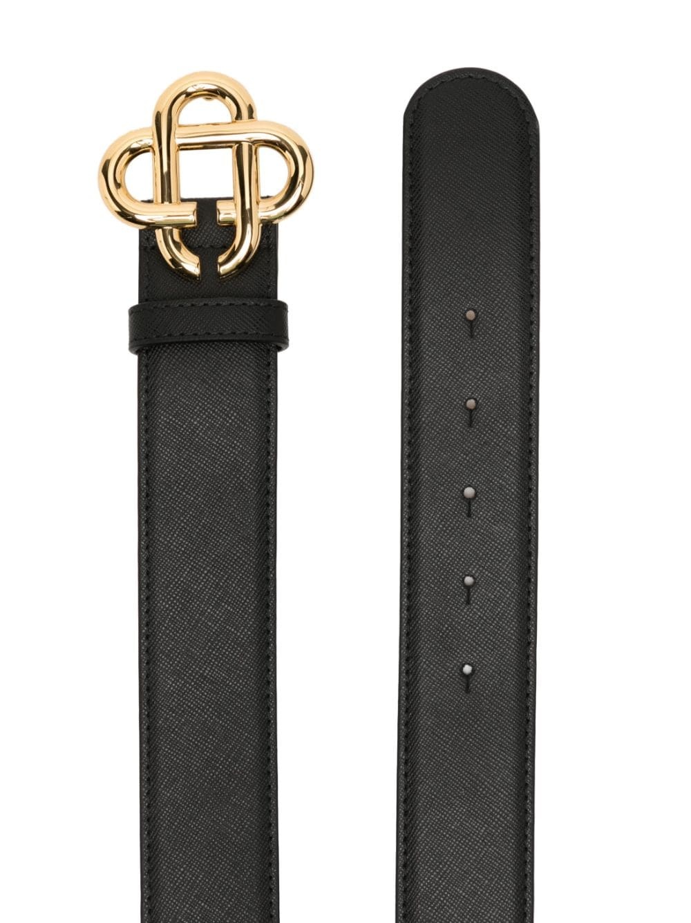 logo-plaque leather belt - 2