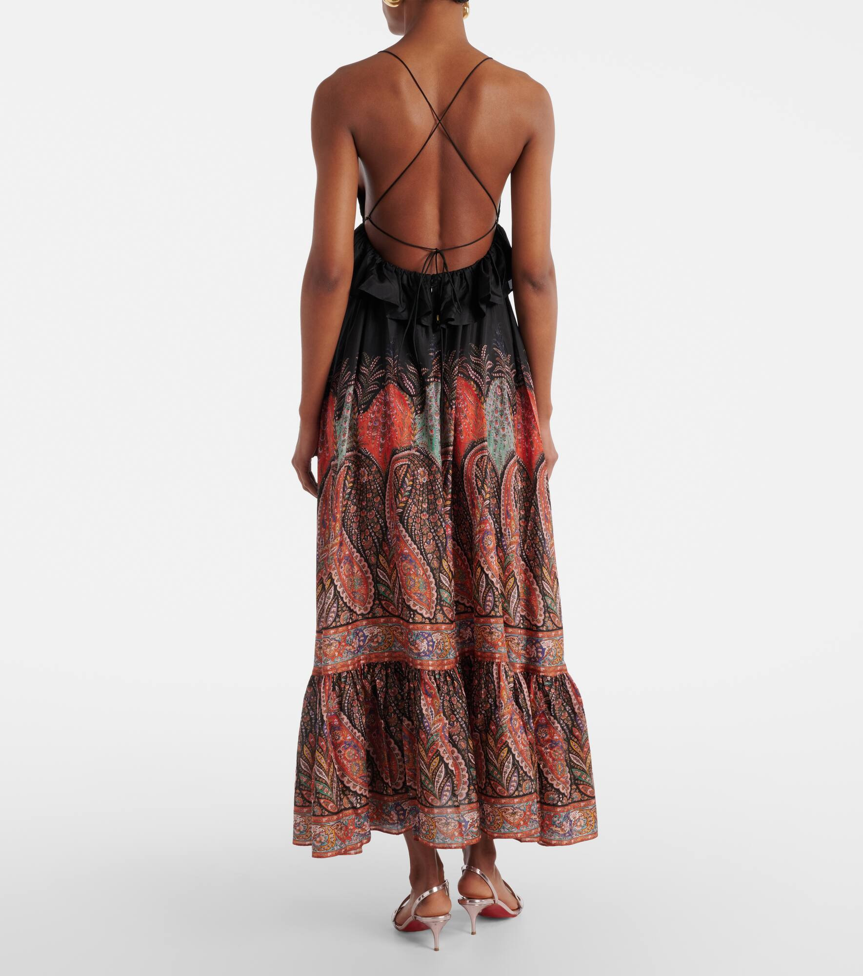 Rhiannon paisley ruffled silk maxi dress - 3