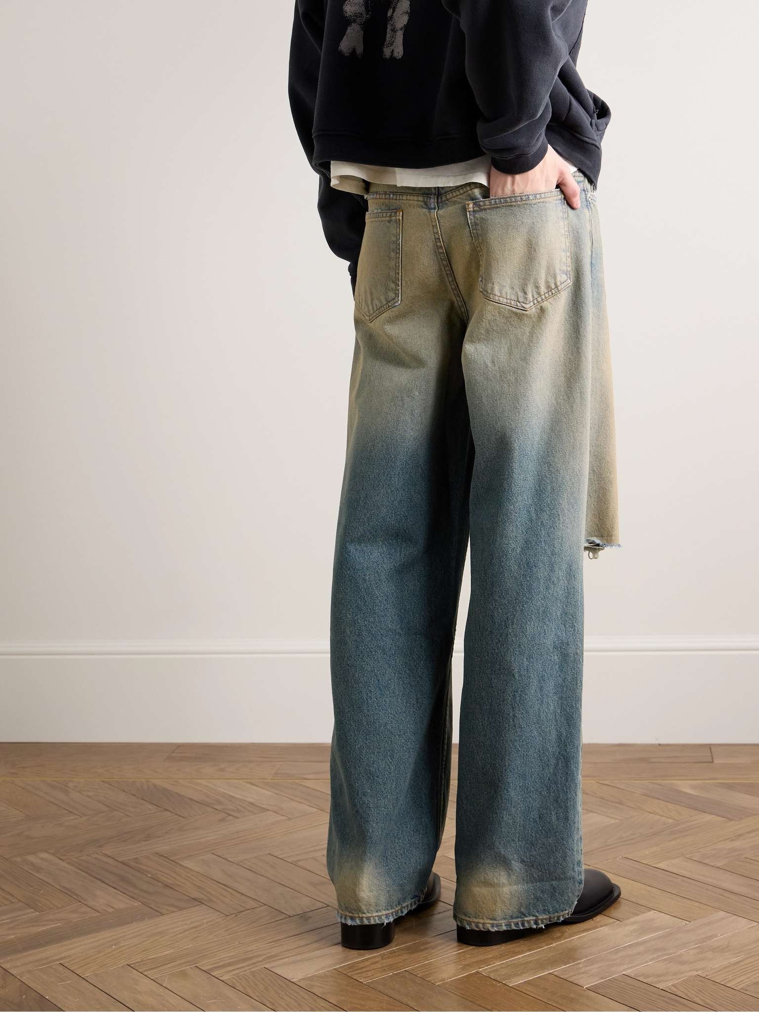 Corpse Pose Wide-Leg Distressed Jeans - 4