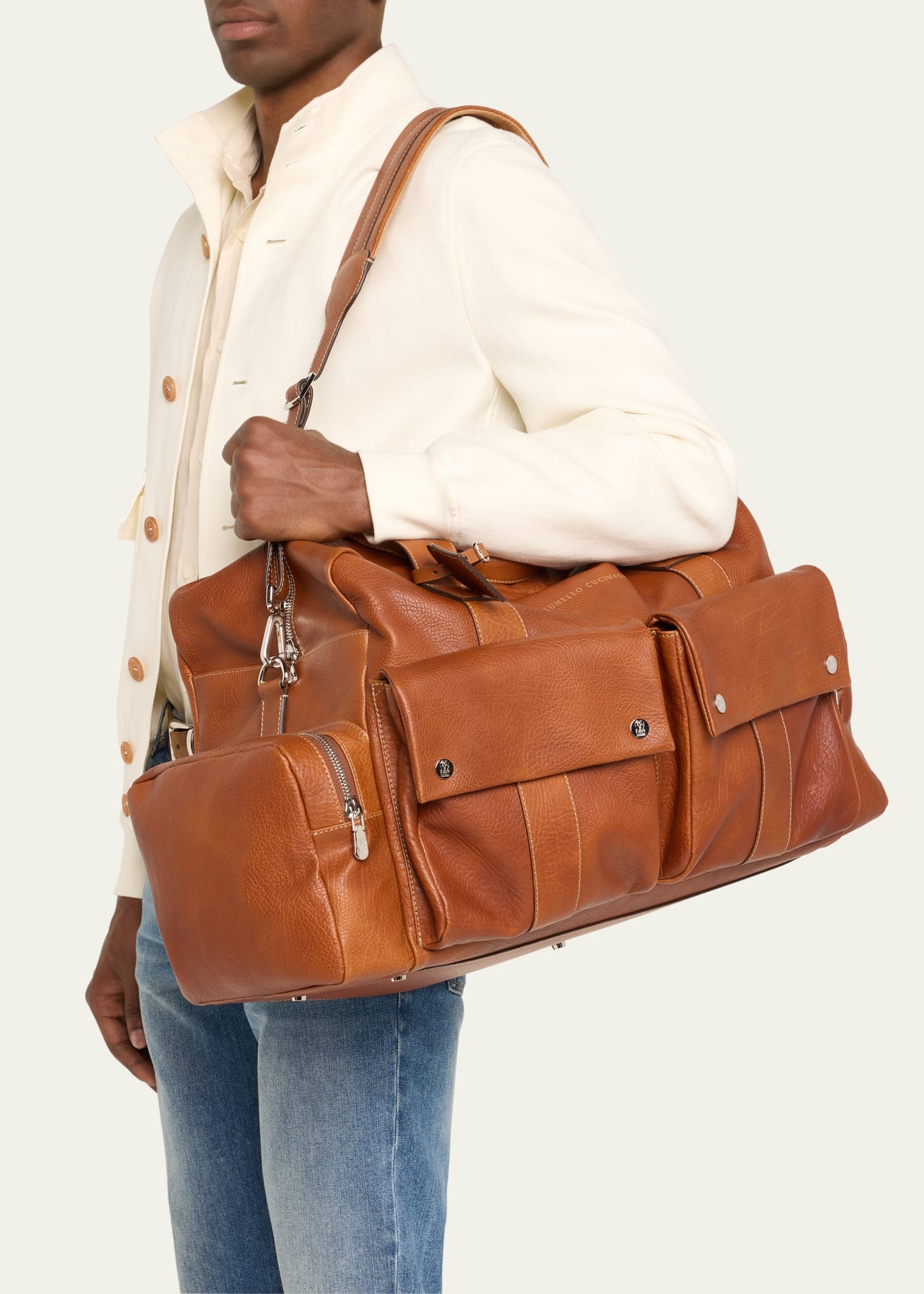 Men's Grained Calfskin Leisure Duffel Bag - 2