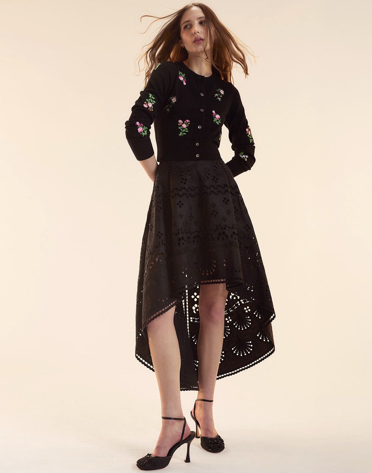 Eva Embroidered High Low Skirt - 5