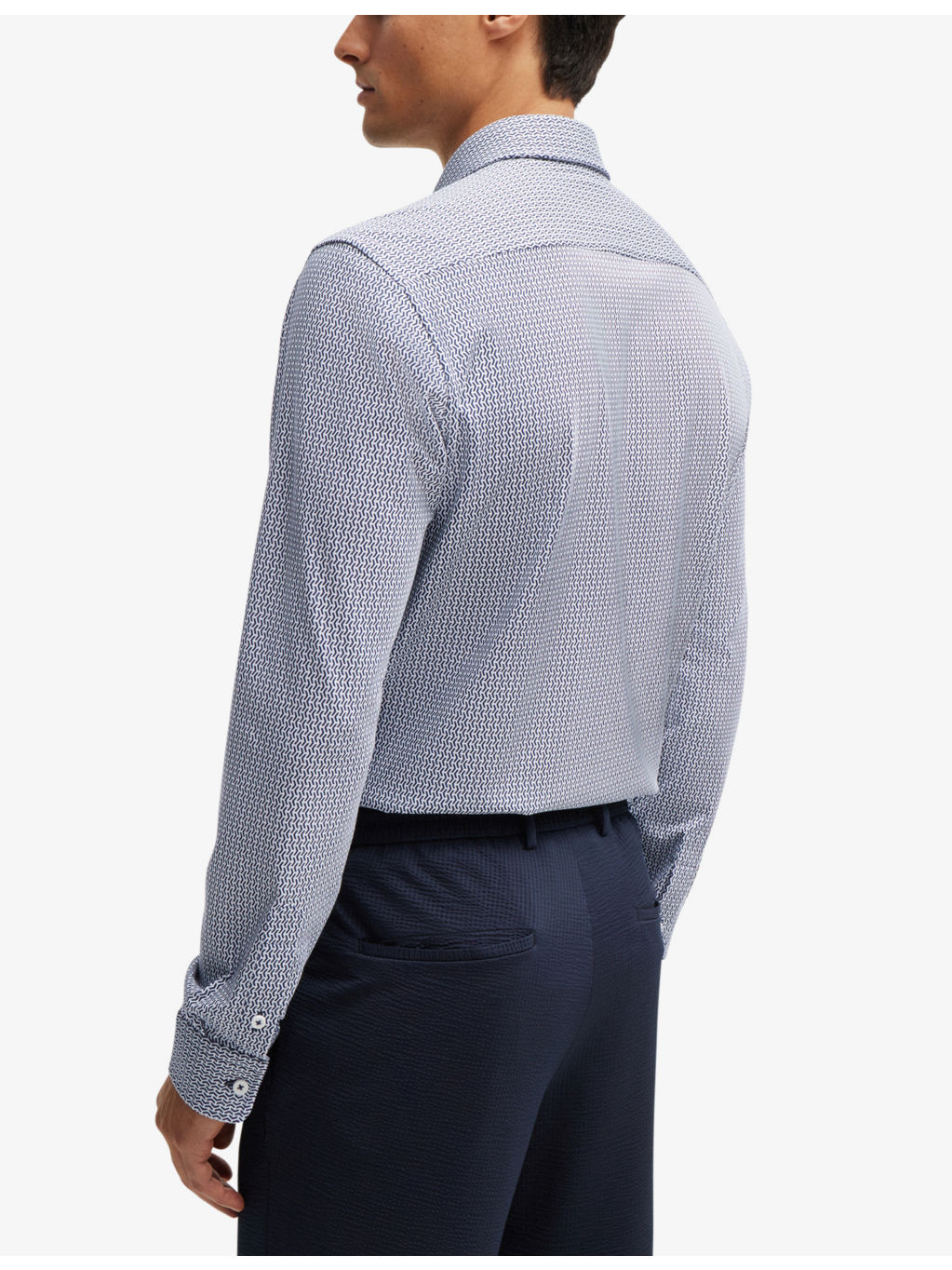 Slim-fit digital-print cotton-blend shirt - 4