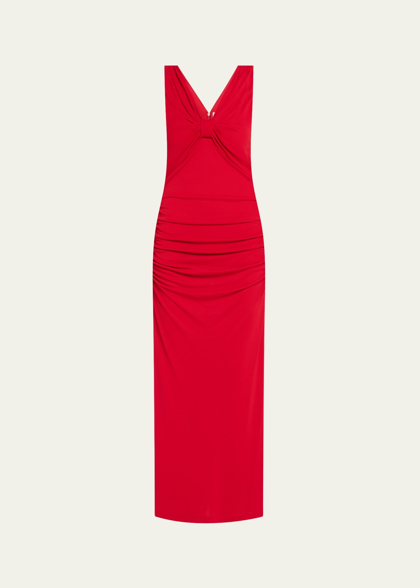 V-Neck Ruched Column Dress - 1