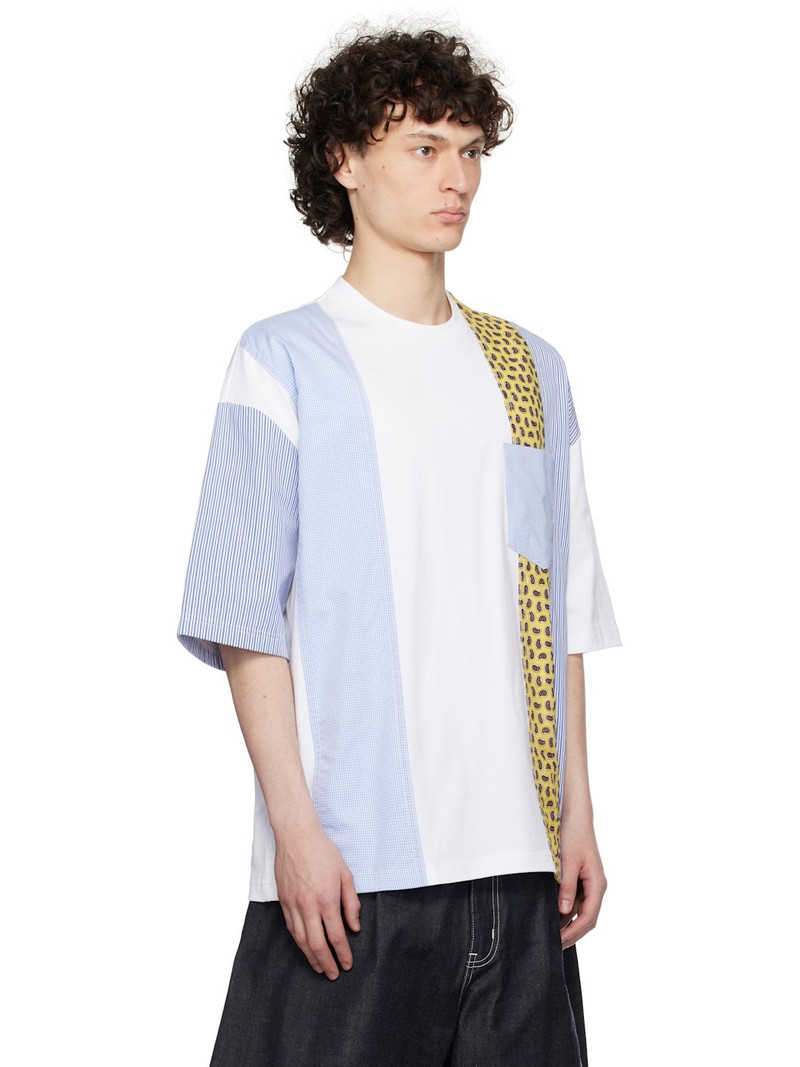 White Multi Fabrics Mix T-shirt 2
