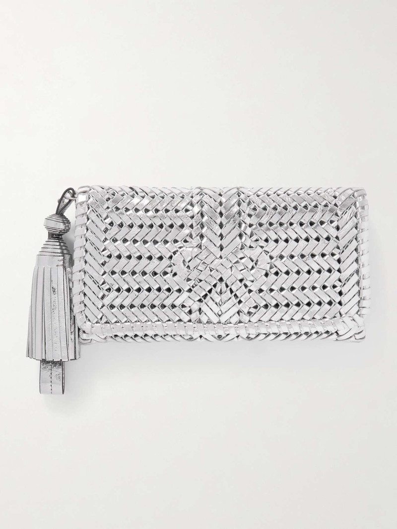 Neeson tasseled metallic leather clutch - 1