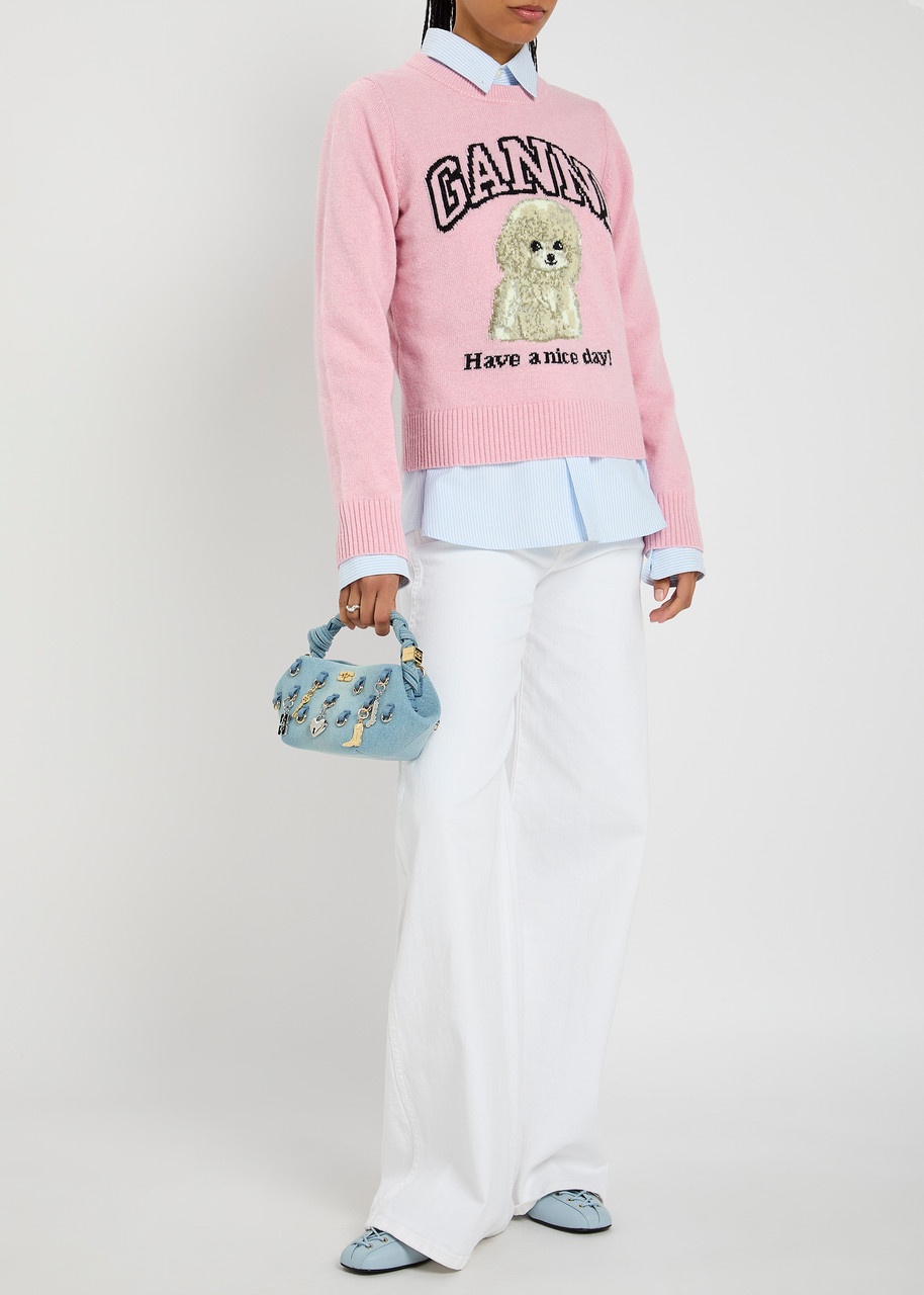 Ganni Poodle Logo-intarsia Wool-blend Jumper - 4
