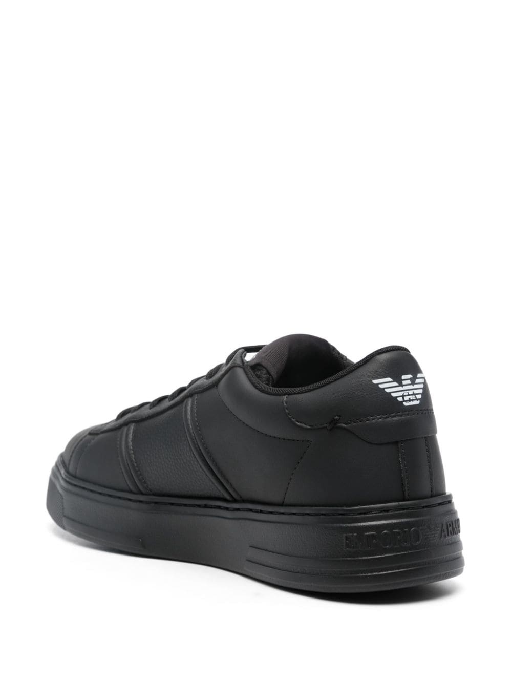 logo-print leather sneakers - 3