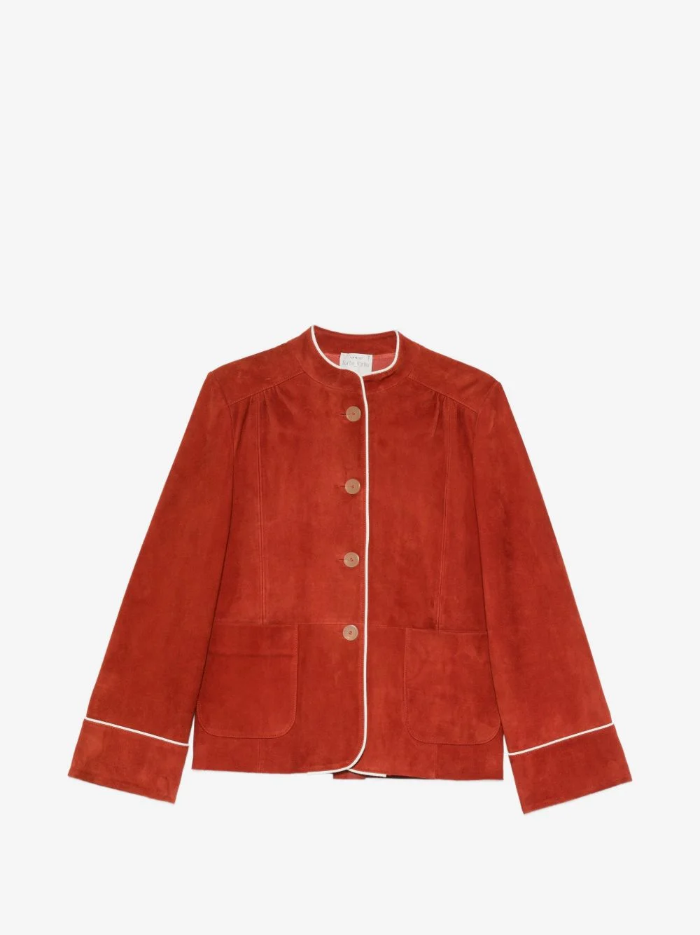 piped-trim suede jacket - 1