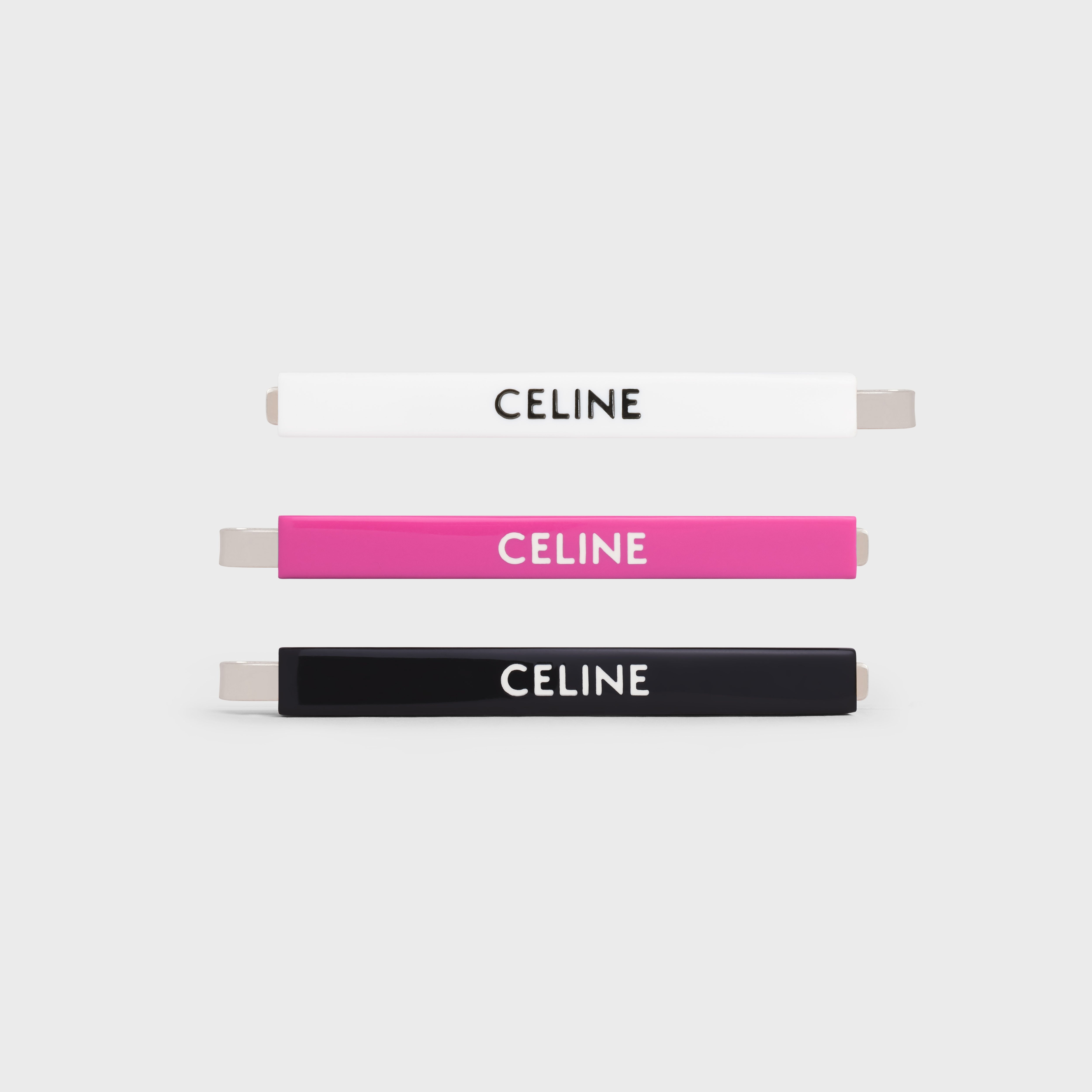 Celine Monochroms Set of 3 Hair Clips in Acetate and Steel - 1