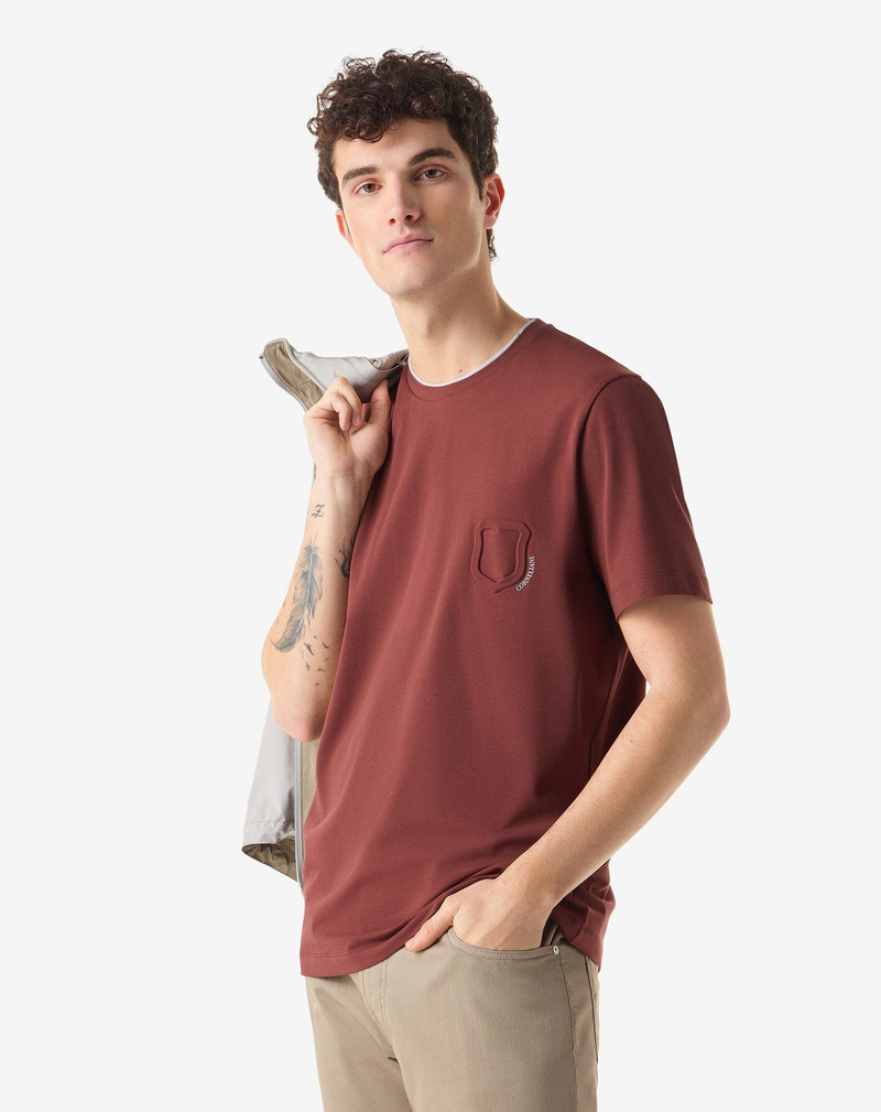 CORNELIANI Brown crew neck stretch jersey t-shirt outlook