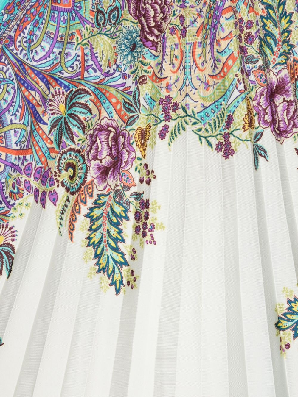 floral-print pleated silk scarf - 2