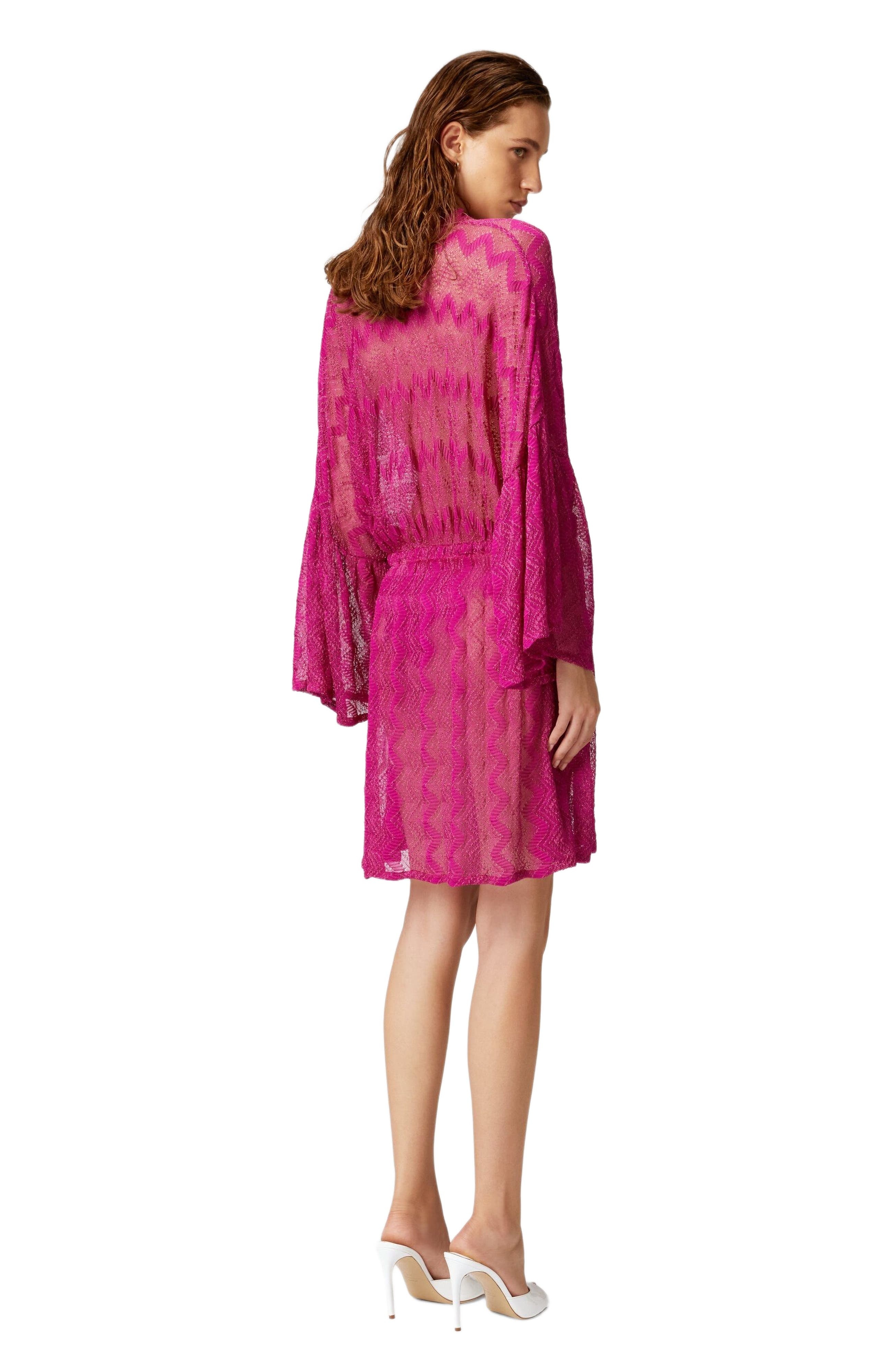 Missoni Cover-up Dress In Zig Zag Lamé Viscose With Wide Sleeves in Purple at Nordstrom - 3