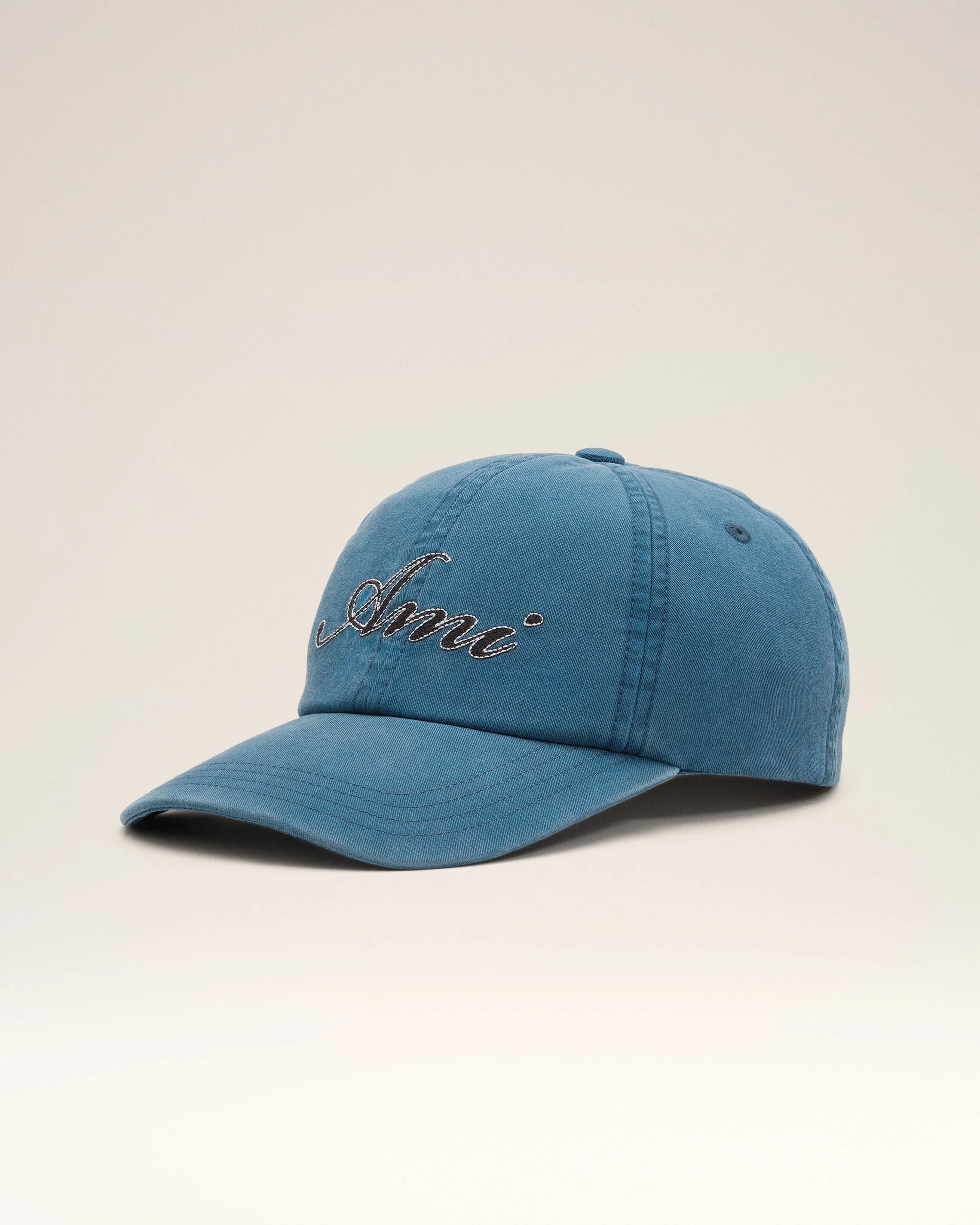 BLUE COTTON CAP WITH AMI PARIS EMBOIRERY - 1