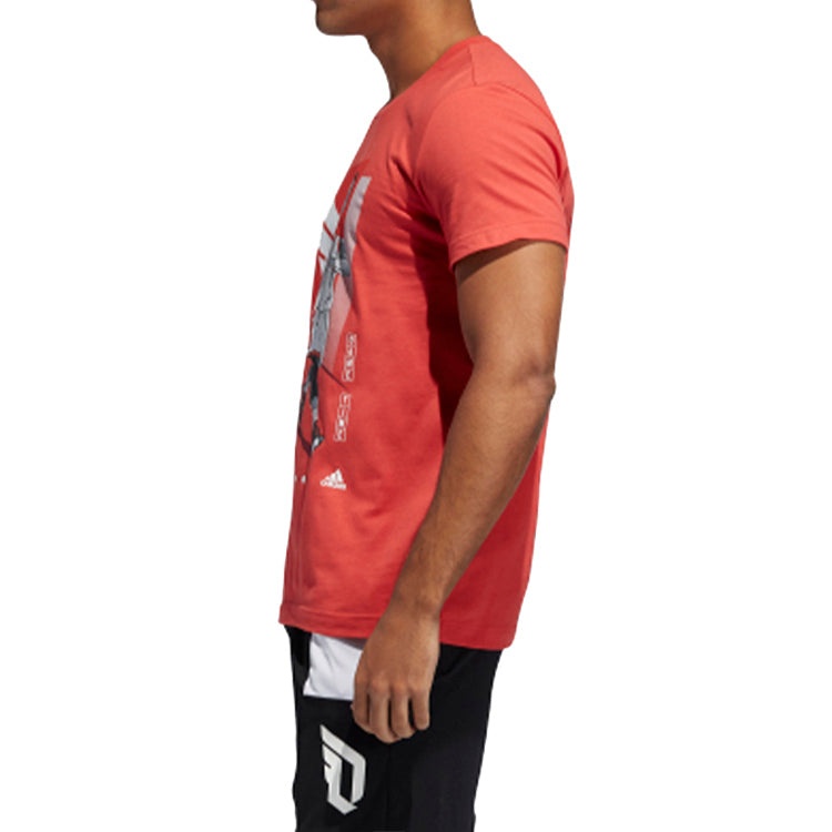 adidas Basketball Sports Round Neck Short Sleeve Red FT8837 - 5