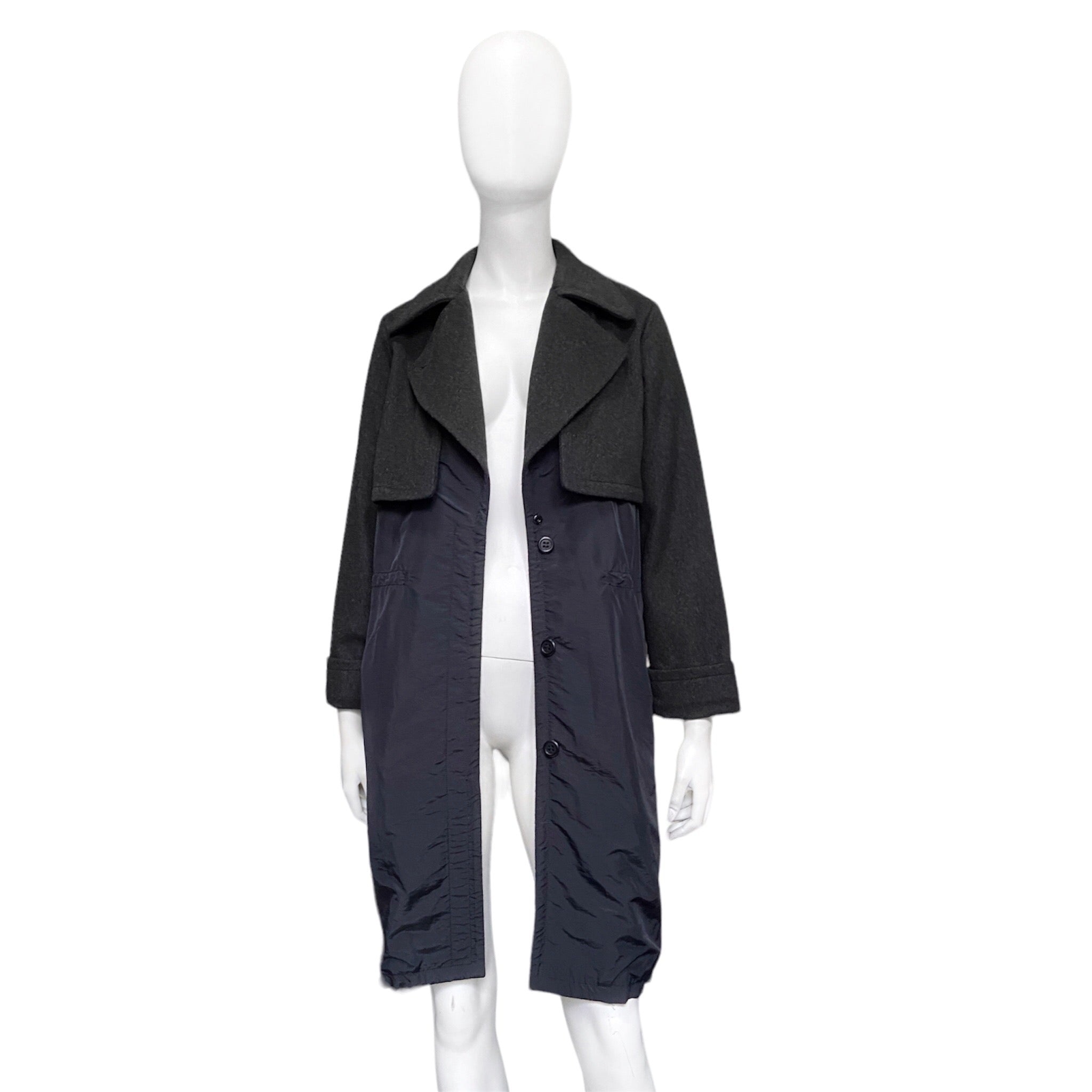 Martin Margiela 2008 mm6 wool / nylon hybrid long coat 38 - 2