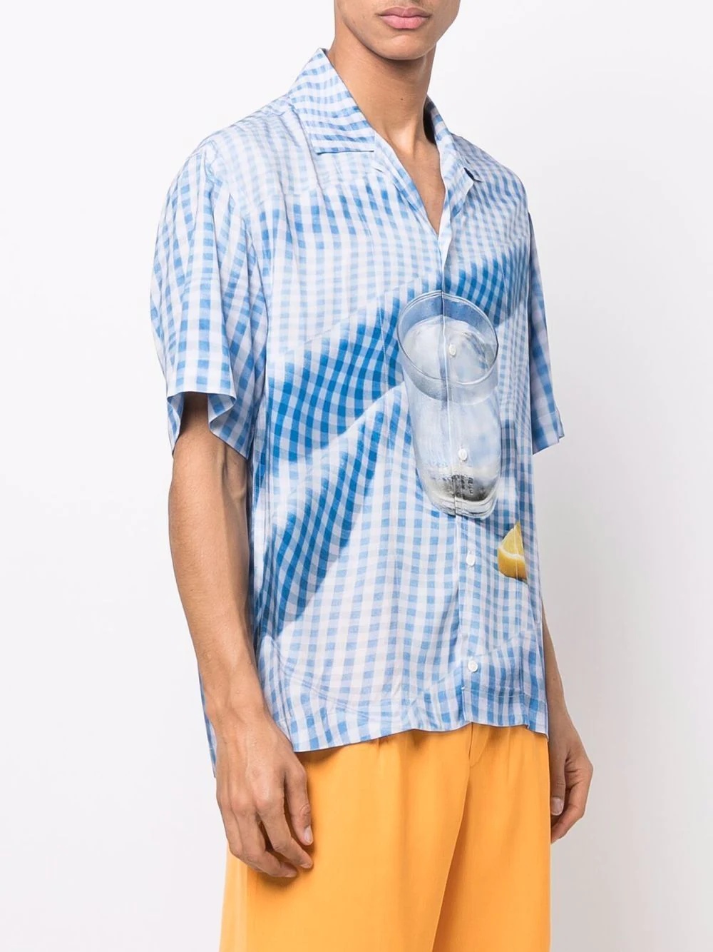 tablecloth-motif short-sleeved shirt - 3