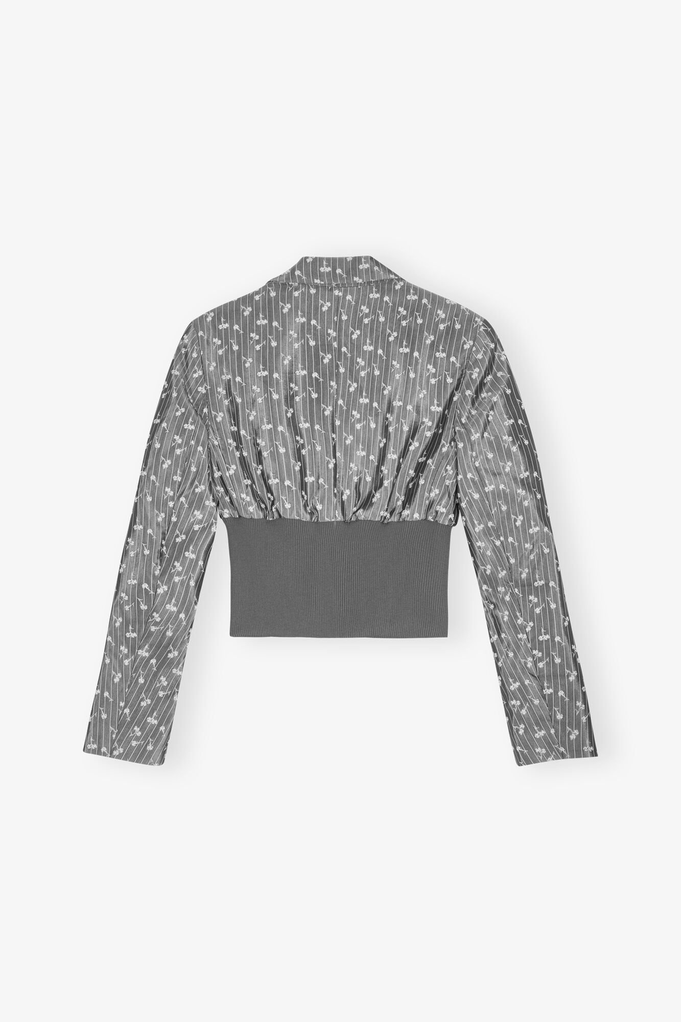 GREY JACQUARD CROPPED BLAZER - 7
