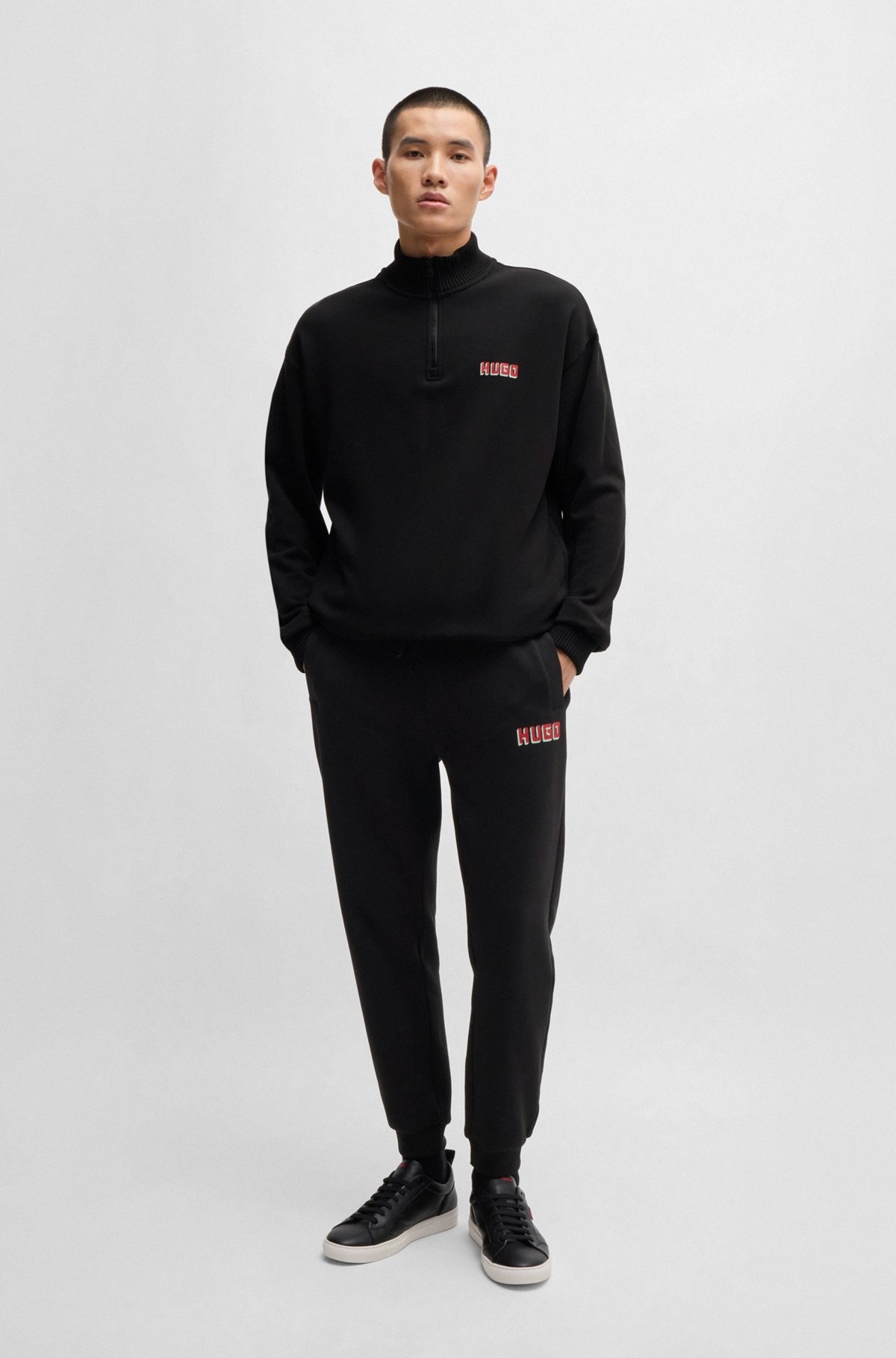 LOGO-PRINT ZIP-NECK SWEATSHIRT IN COTTON TERRY - 4