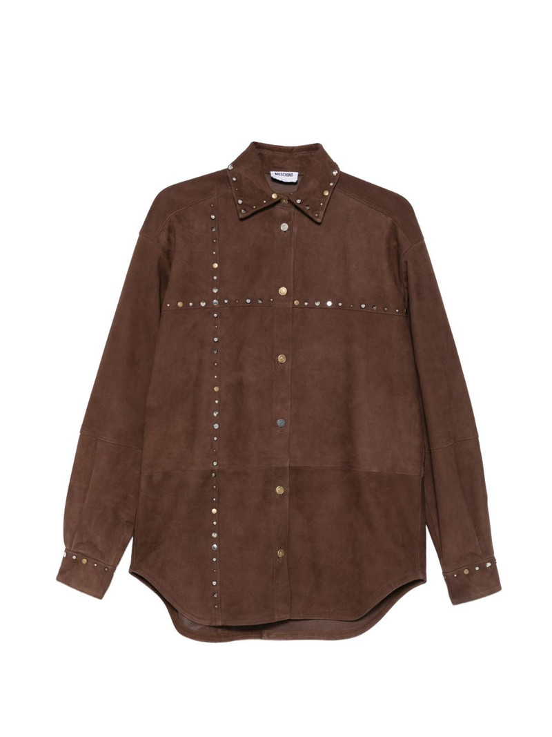 stud-embellishment suede shirt 1