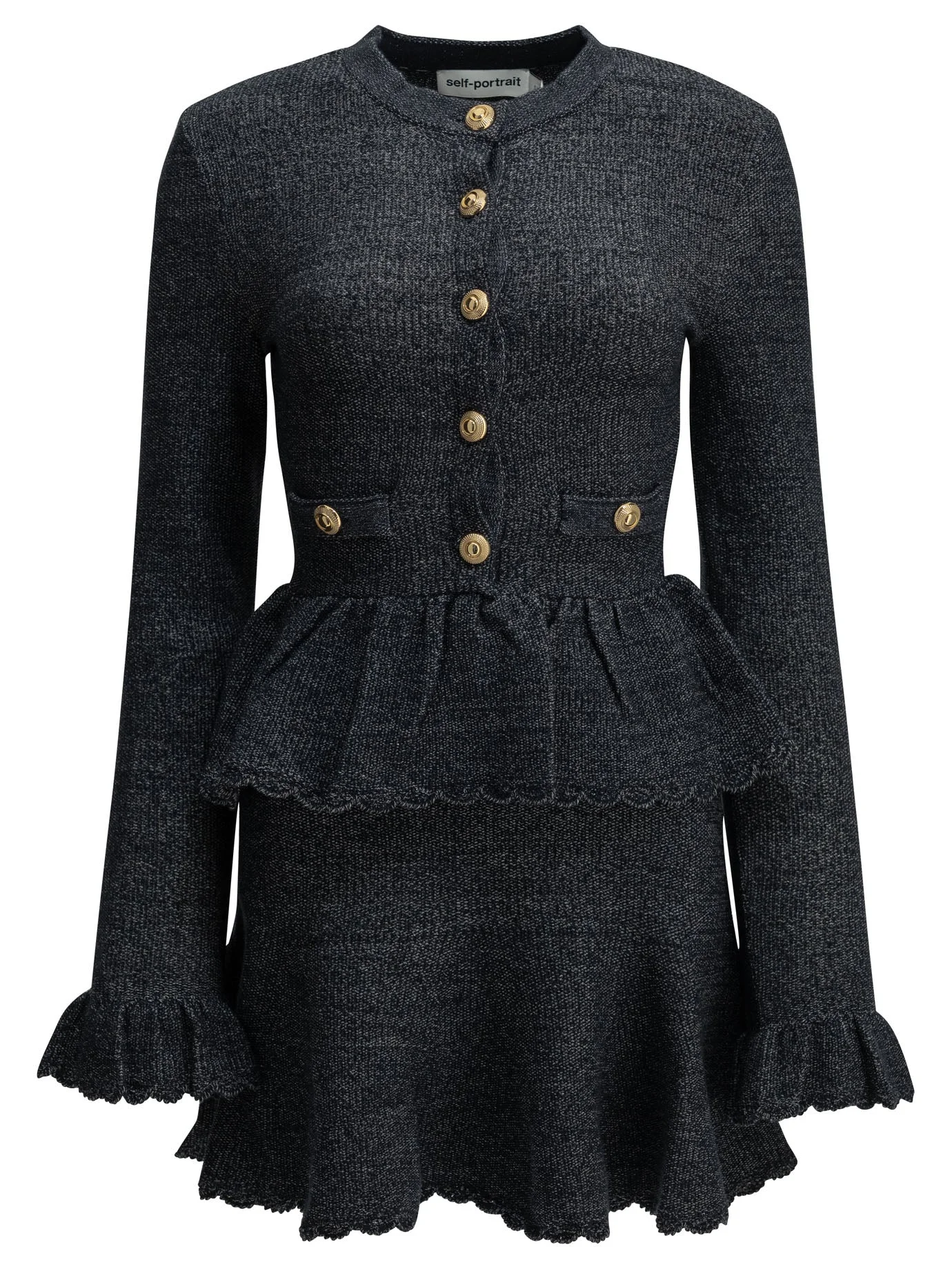 Self-portrait Short Knit Dress Navy Women - 1