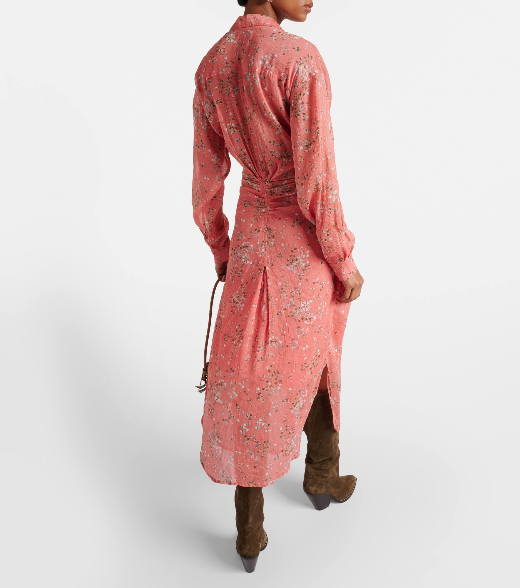 Anesy printed cotton and silk shirt dress - 3