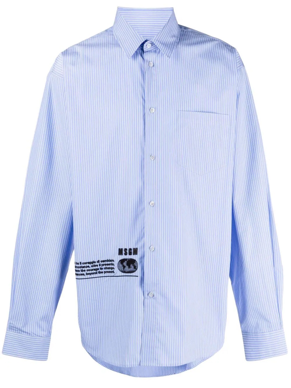 logo-embroidered pinstripe shirt - 1