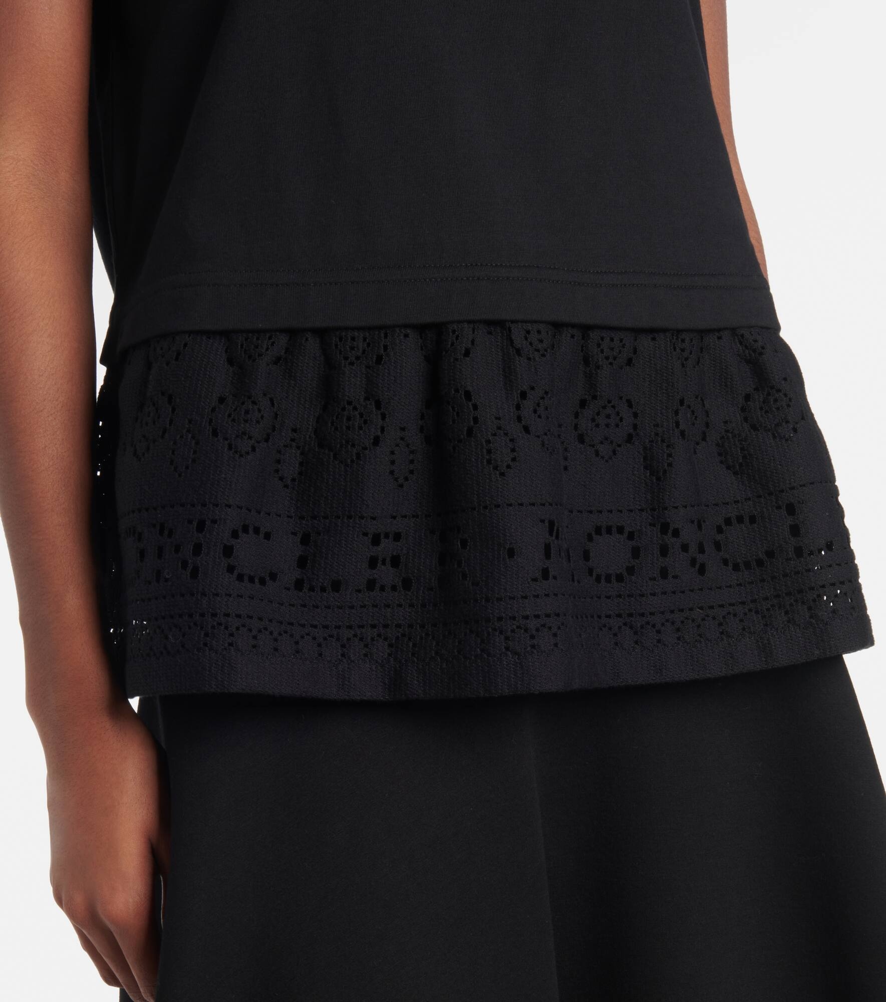 Lace-trimmed cotton T-shirt - 5
