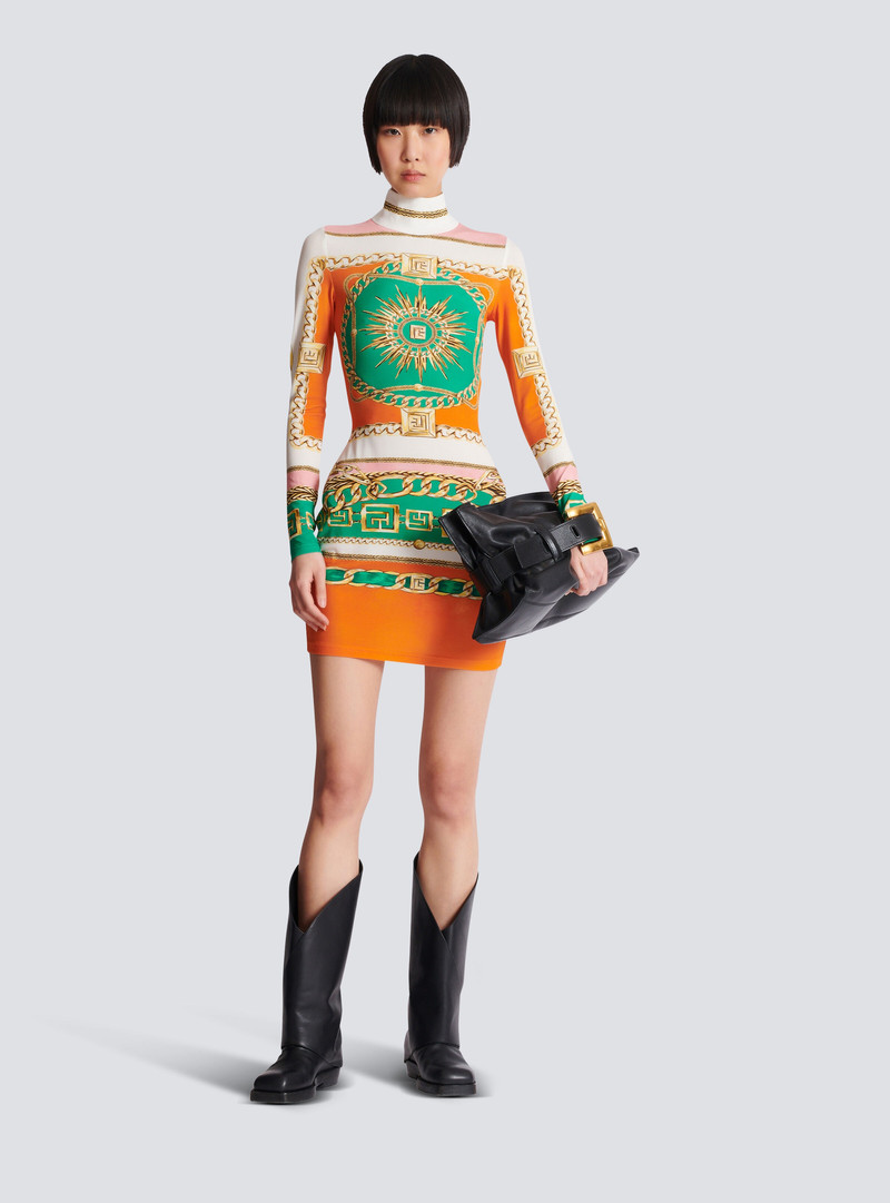 Balmain Short printed bodycon dress with Balmain Foulard pattern outlook