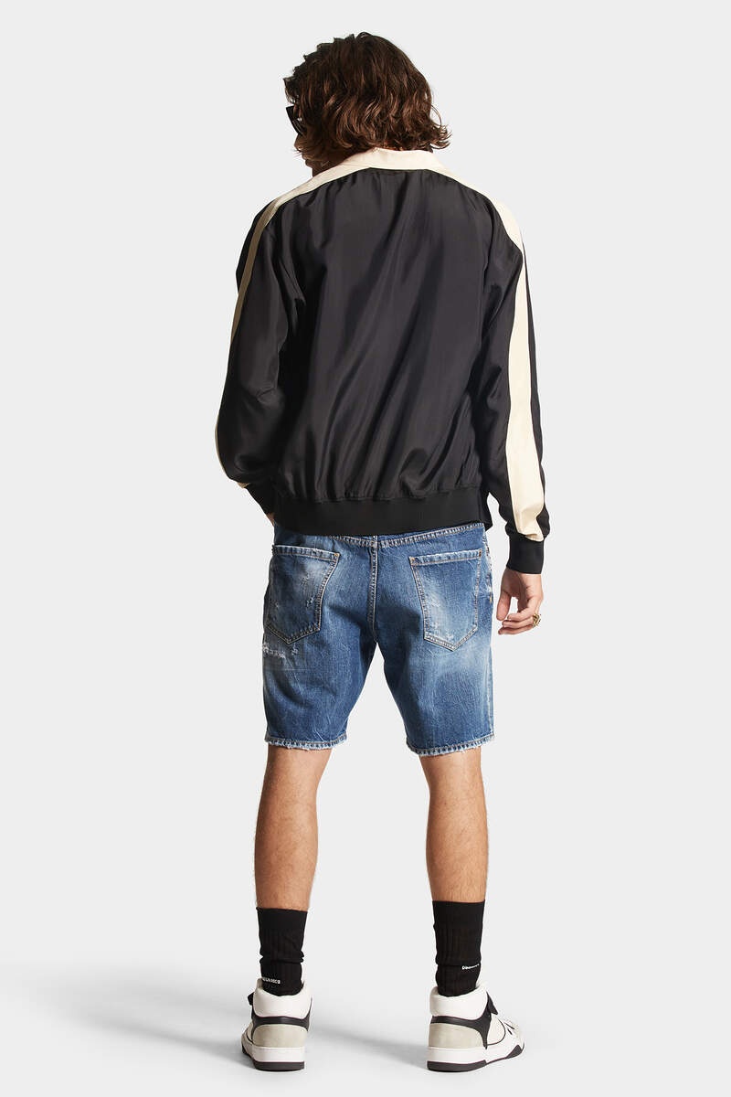 DARK RIPPED WASH MARINE SHORTS - 4