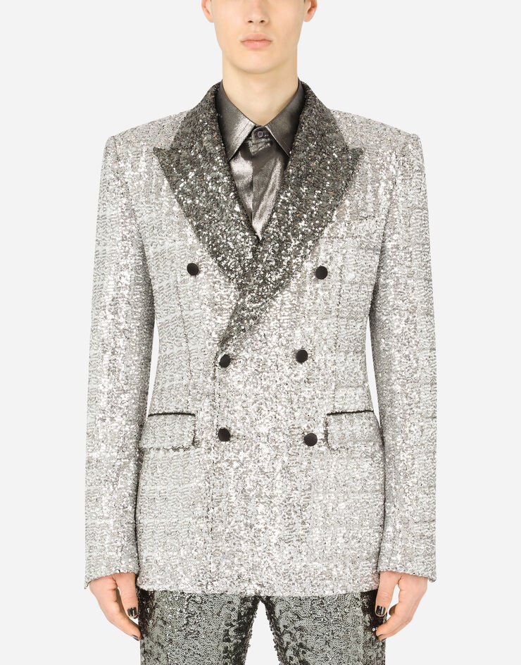 Double-breasted sequined Sicilia-fit jacket - 1