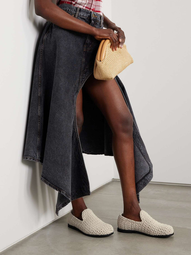 JW Anderson Crocheted leather-trimmed cotton loafers outlook