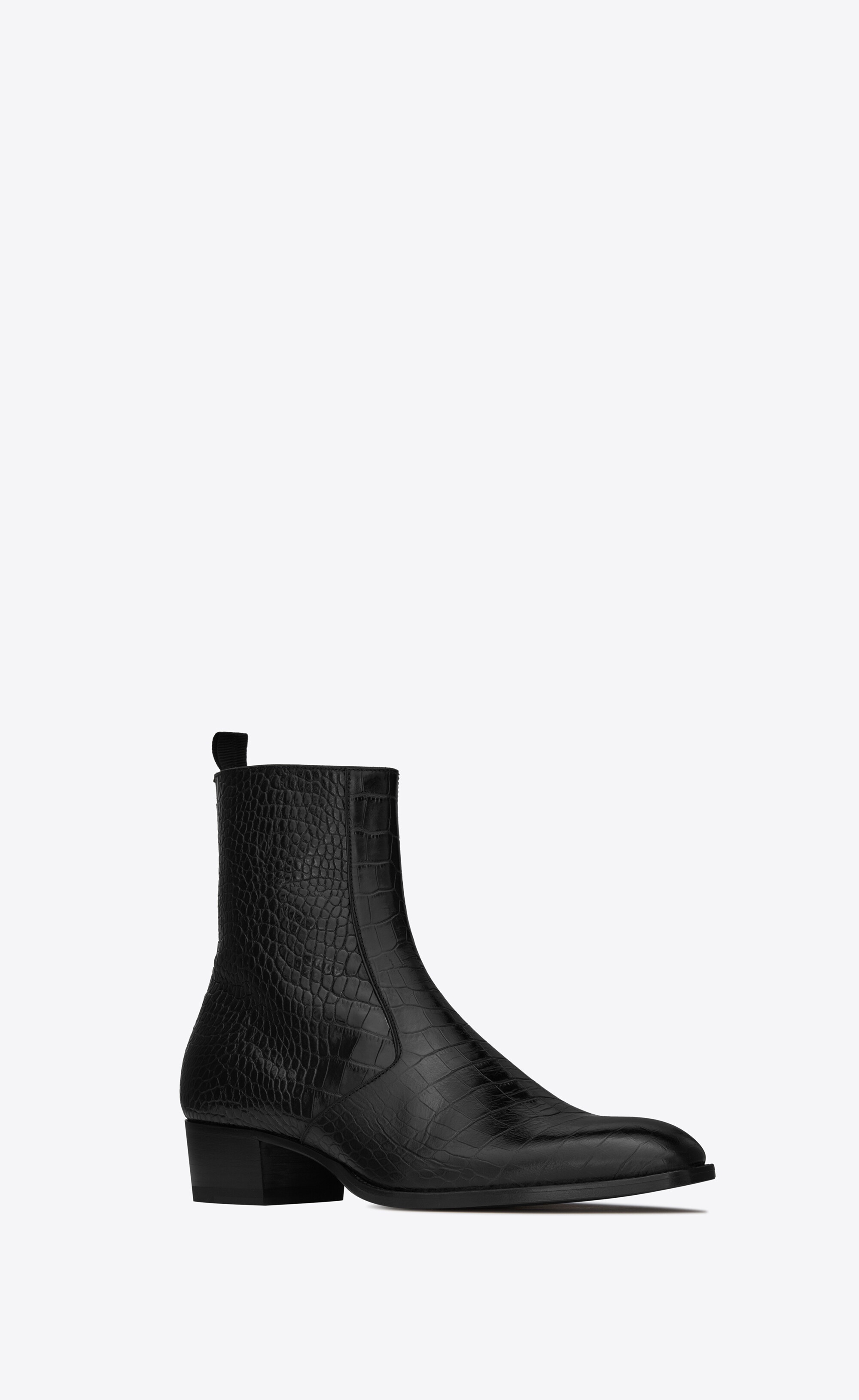 wyatt zipped boots in crocodile-embossed leather - 4