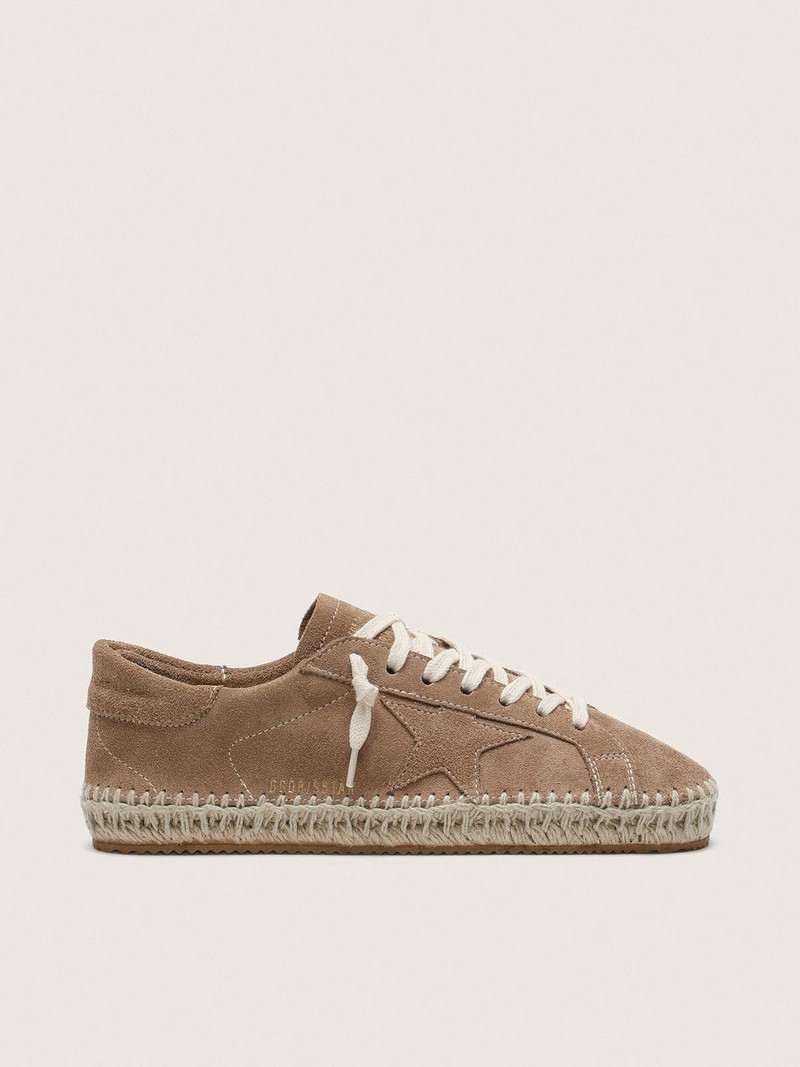 Men’s Super-Star in tobacco suede with beige suede star and jute-effect foxing 1